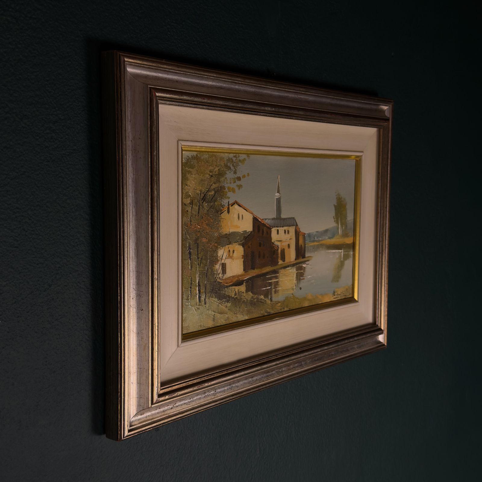 photo vintage Original Landscape Oil Painting, Italy 1960s, Signed, Framed