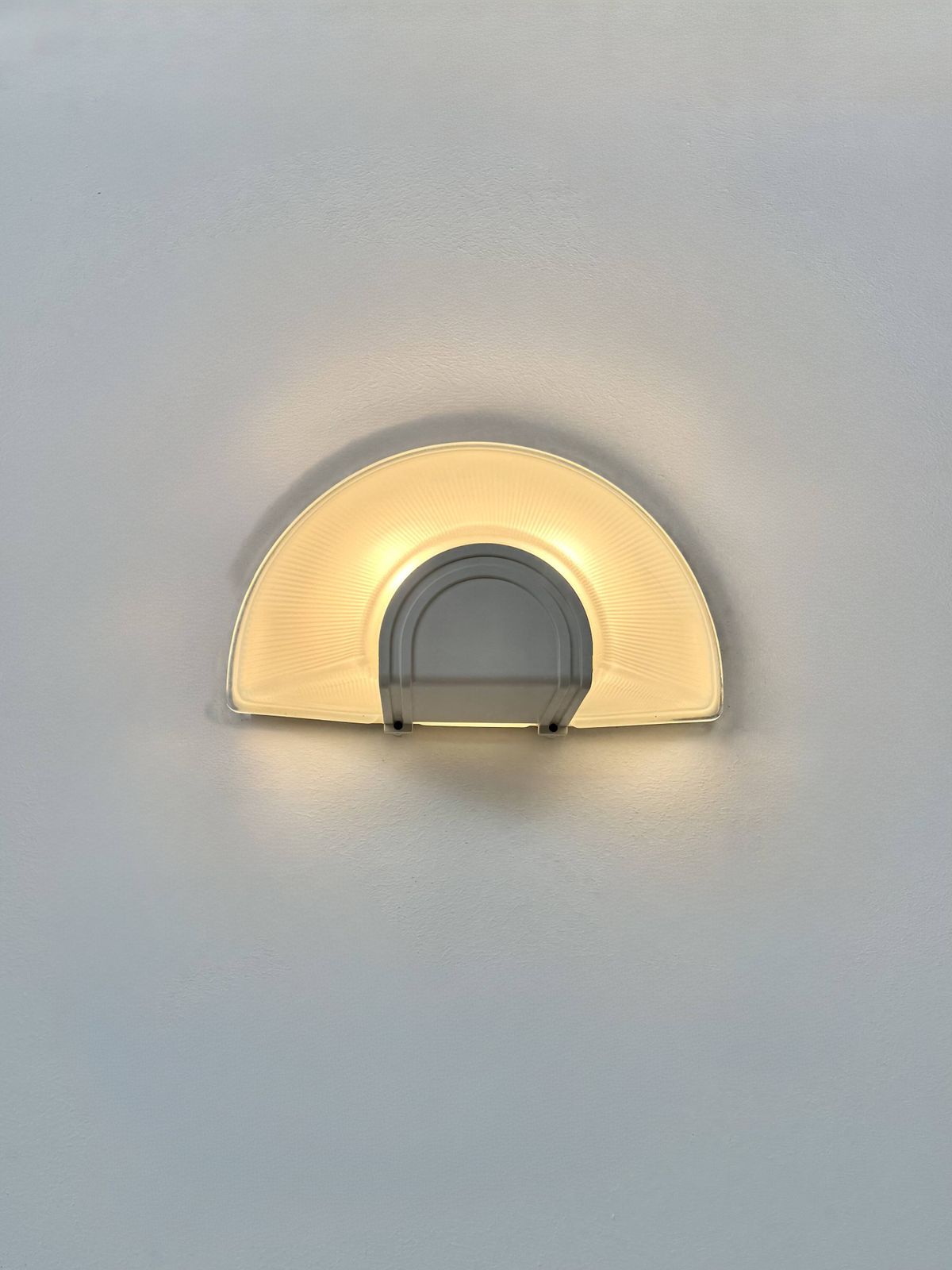 Vintage Xl Wall Light, Ribbed Glass And White Abs, Prisma, France, 1970. photo Lighting