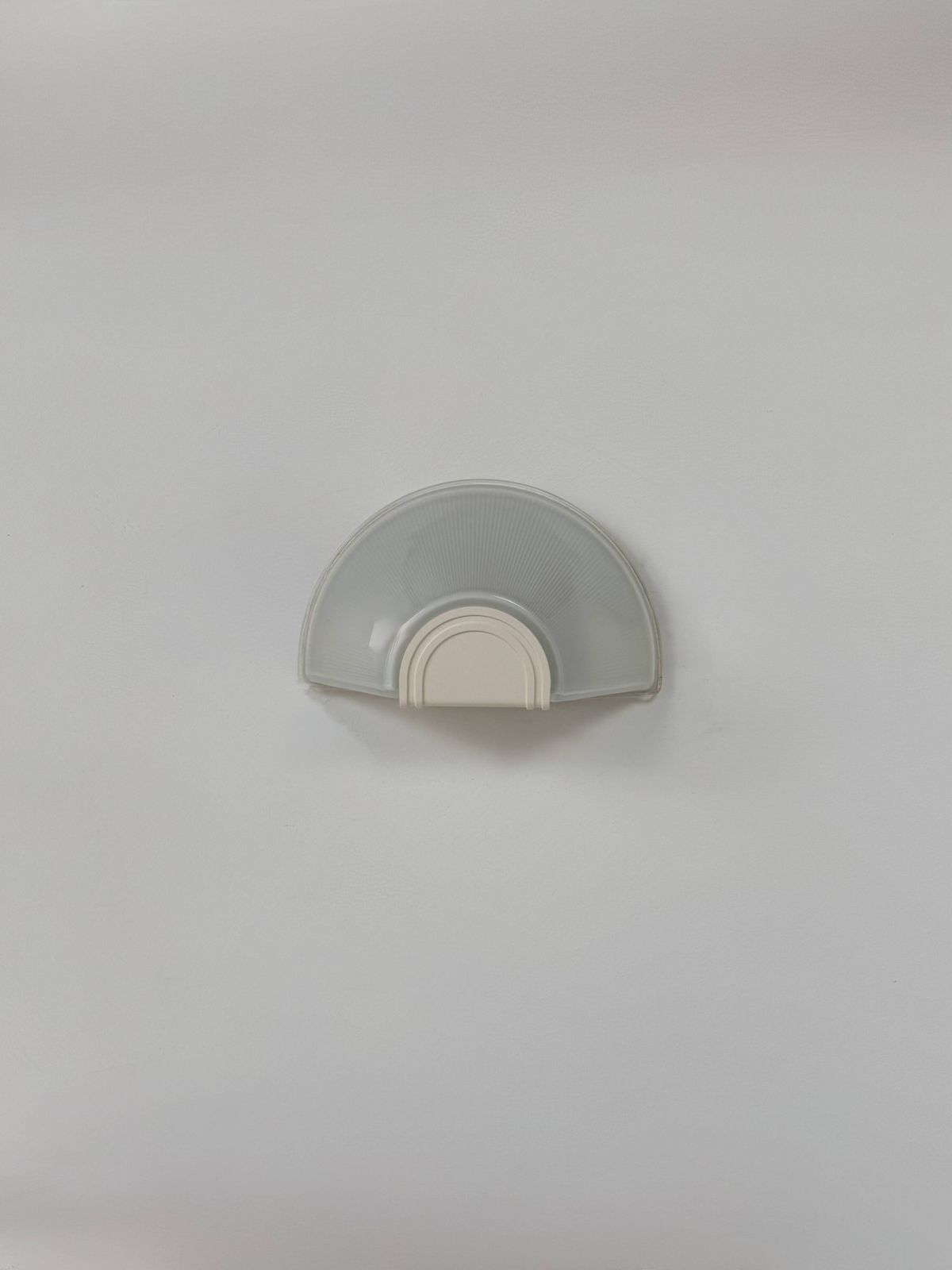 Vintage Xl Wall Light, Ribbed Glass And White Abs, Prisma, France, 1970. photo 278.0
