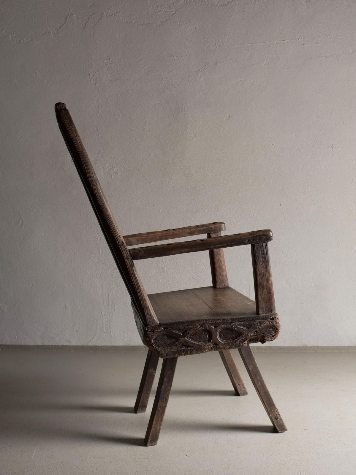 Antique Primitive Carved Oak Arm Chair | Belgium photo vinterior