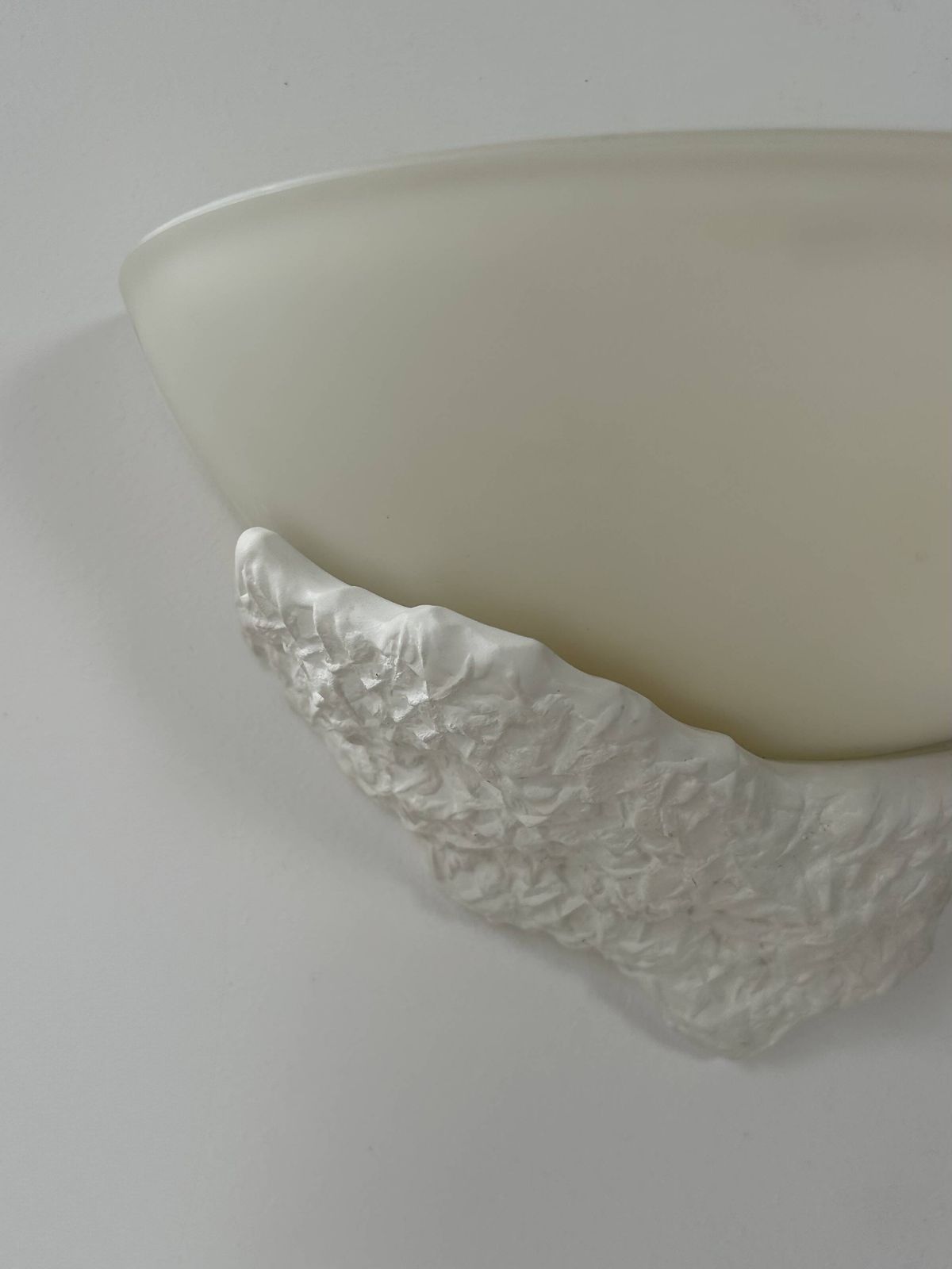 Pair Of Plaster And Frosted Glass Wall Lights, France, 1970. photo 391.0