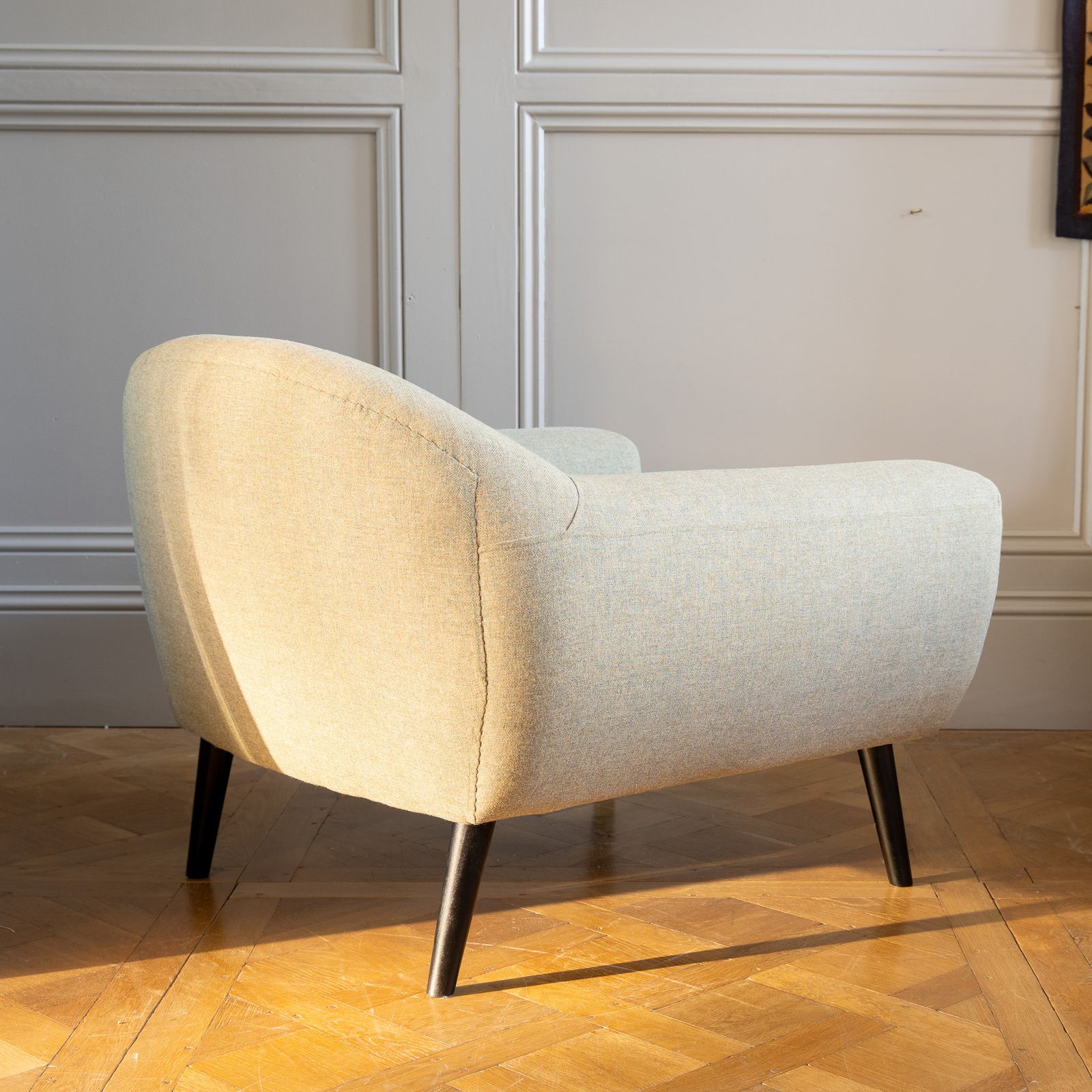 Bespoke Handcrafted Mid Century Lounge Chair In Sage Green photo Furniture