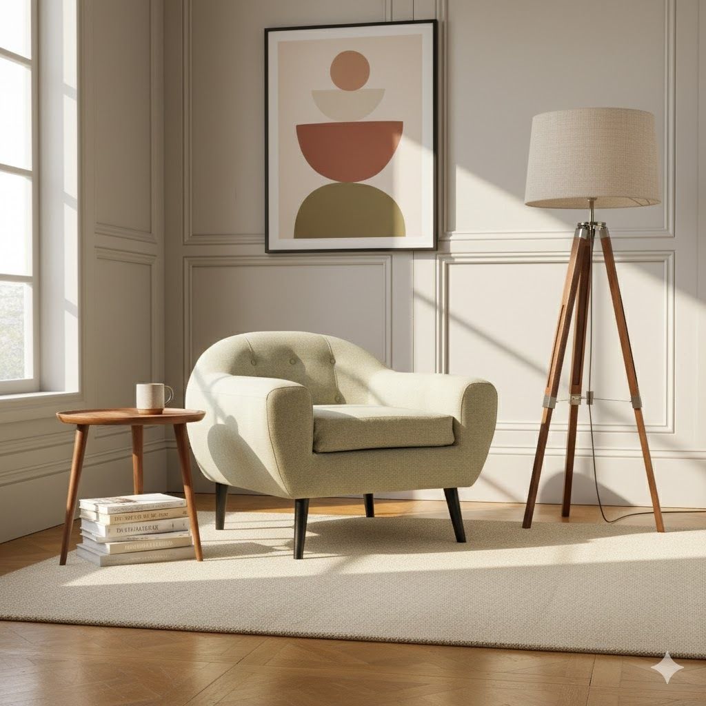 Bespoke Handcrafted Mid Century Lounge Chair In Sage Green photo furniture