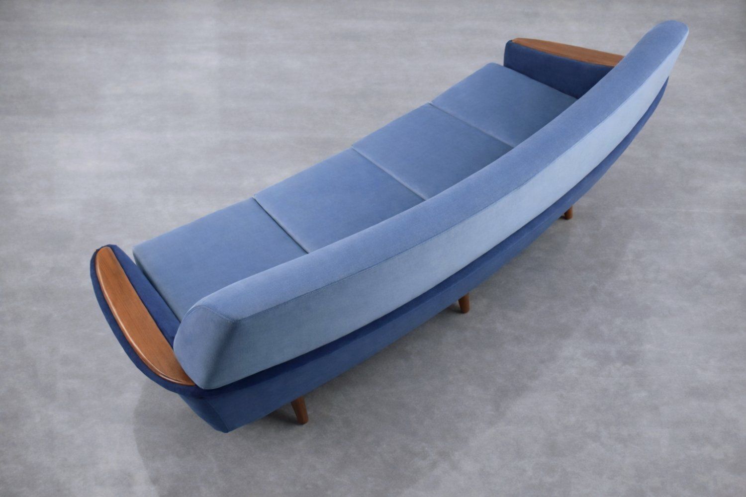 Mid Century Scandinavian Modern Blue Velvet Living Room Set From Holm Fabriker Ab, 1960s, Set Of 2 photo 8544.0