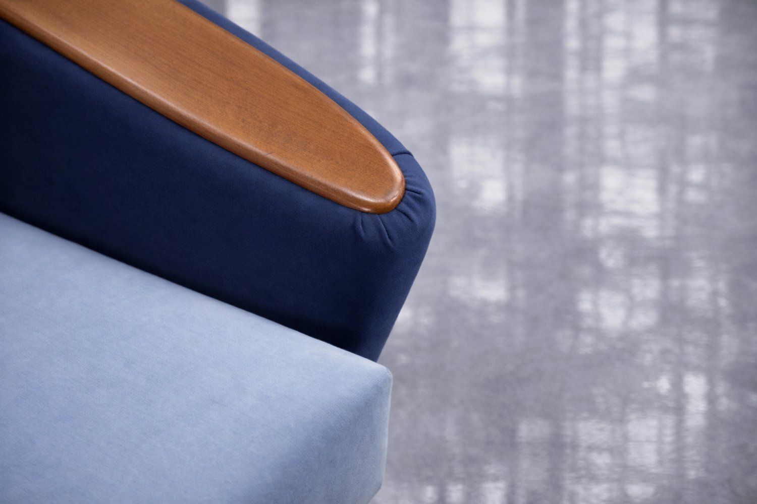 photo vinterior Mid Century Scandinavian Modern Blue Velvet Living Room Set From Holm Fabriker Ab, 1960s, Set Of 2