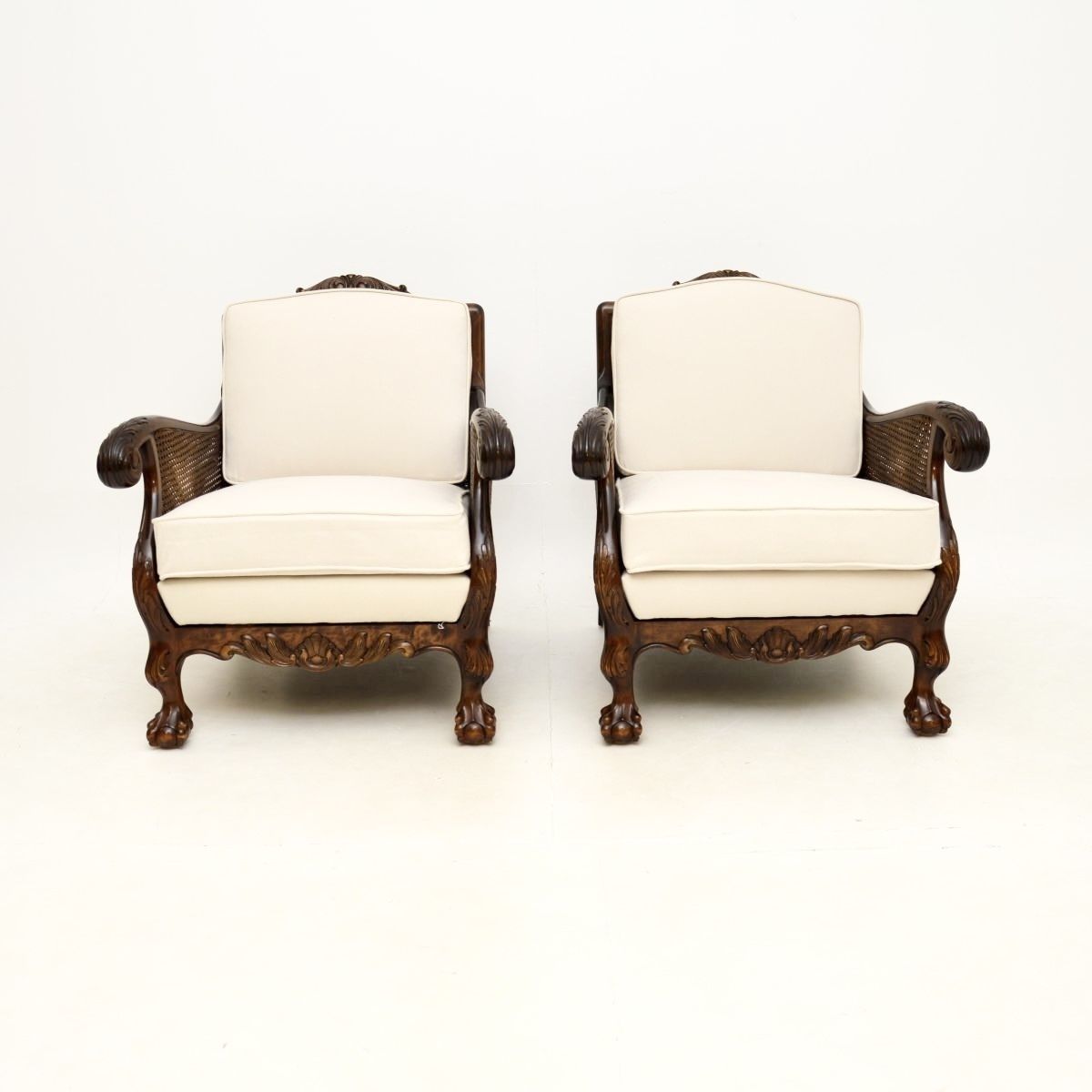 Pair Of Antique Swedish Satin Birch Bergère Armchairs photo furniture