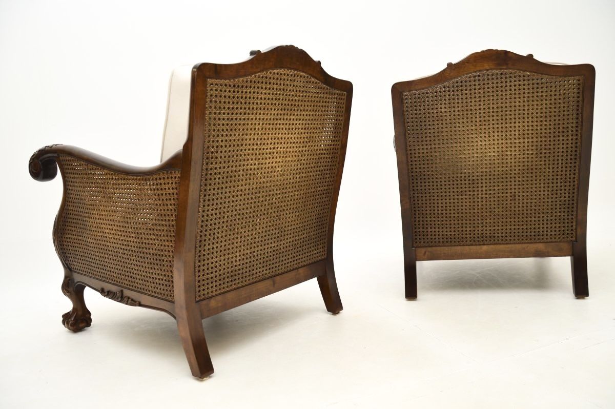 Furniture Pair Of Antique Swedish Satin Birch Bergère Armchairs photo
