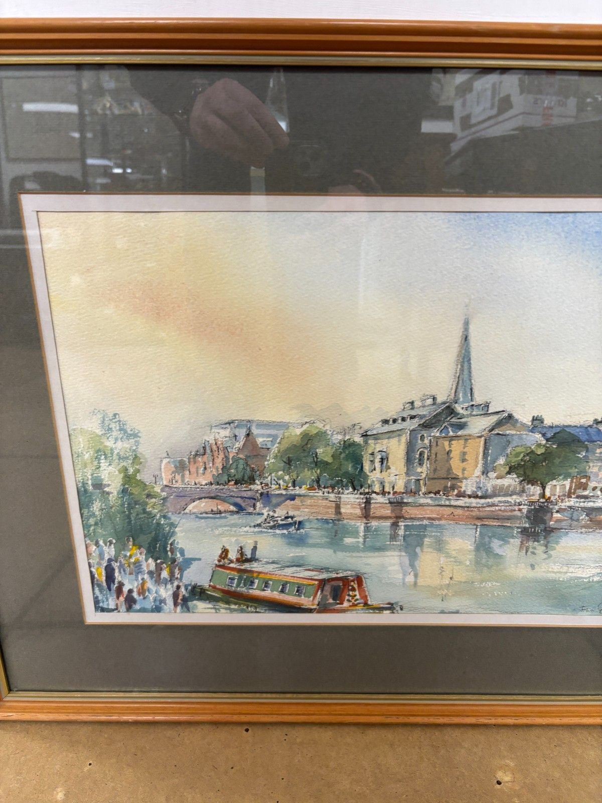 Original Watercolour Painting Of Bedford River By John Farquharson 1984 photo for sale