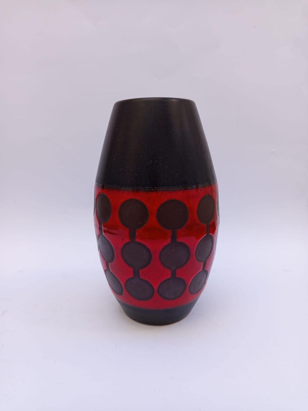 Dumler And Breiden Hohr Keramik West Germany Space Age Design Red And Black Ceramic Vase photo for sale
