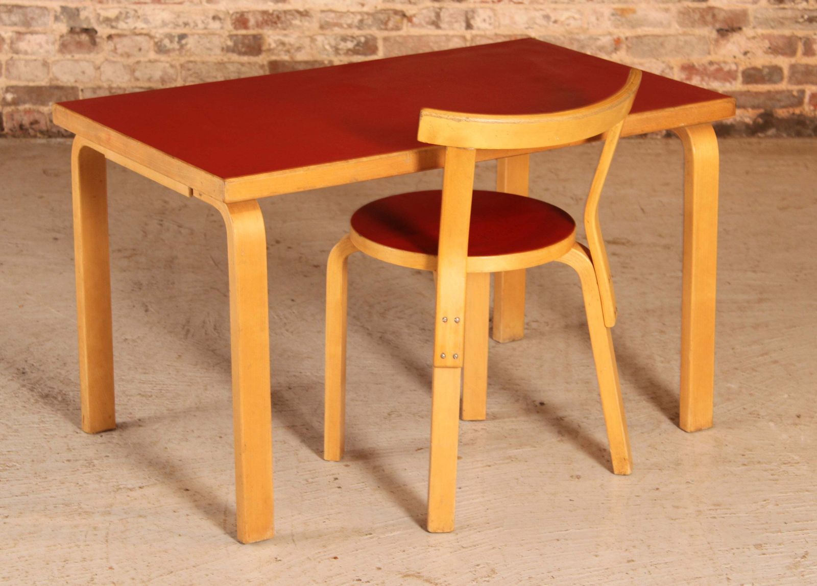 Mid Century Alvar Aalto Children's Table And Chair Model 68 By Artek, Finland, Circa 1960s. photo furniture