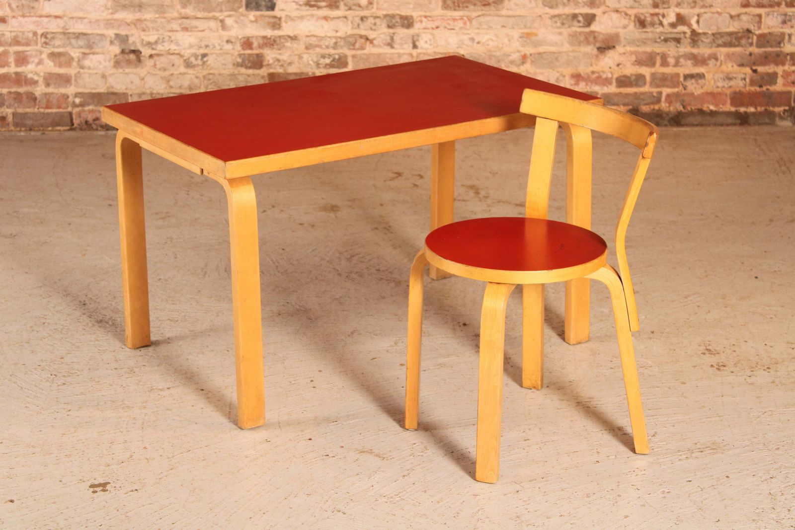 Mid Century Alvar Aalto Children's Table And Chair Model 68 By Artek, Finland, Circa 1960s. photo for sale