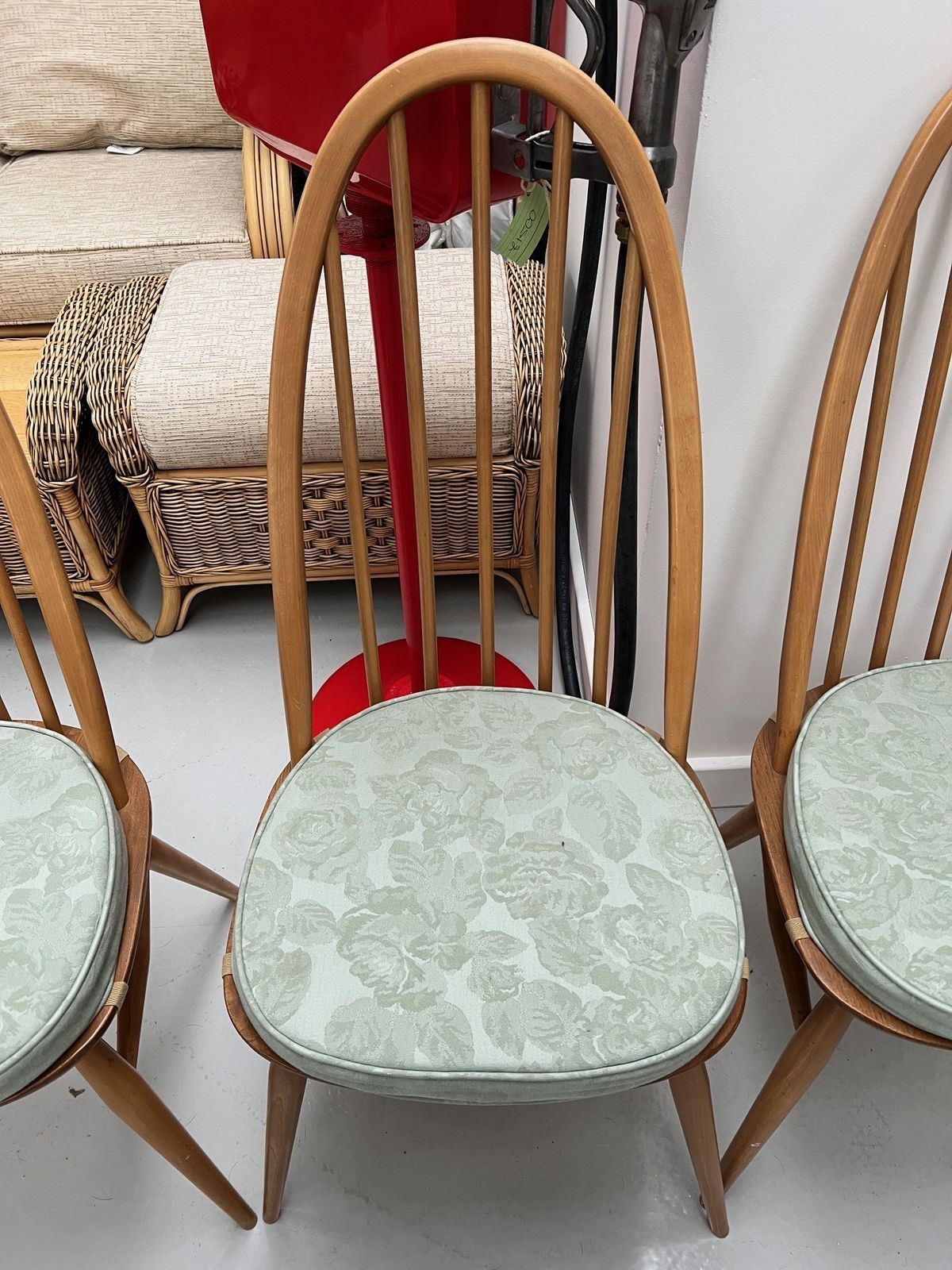 Set Of 4 Blonde Ercol High Hoop Dining Chairs photo Furniture