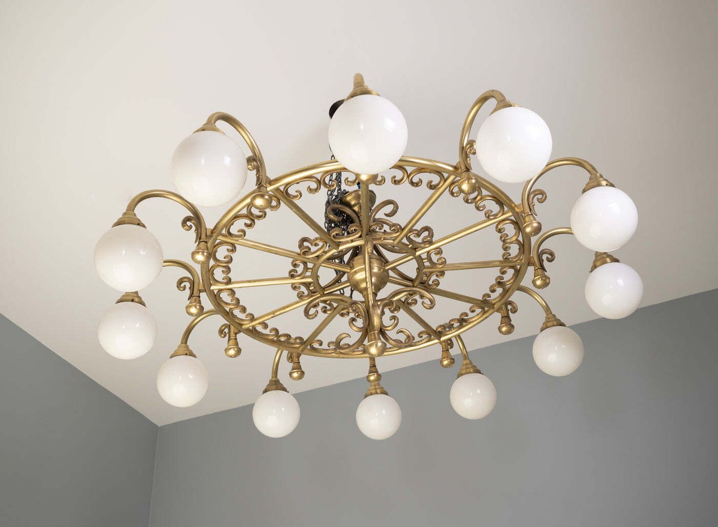 Decoratieve Messing Kroonluchter, Jaren 1980 photo Verlichting