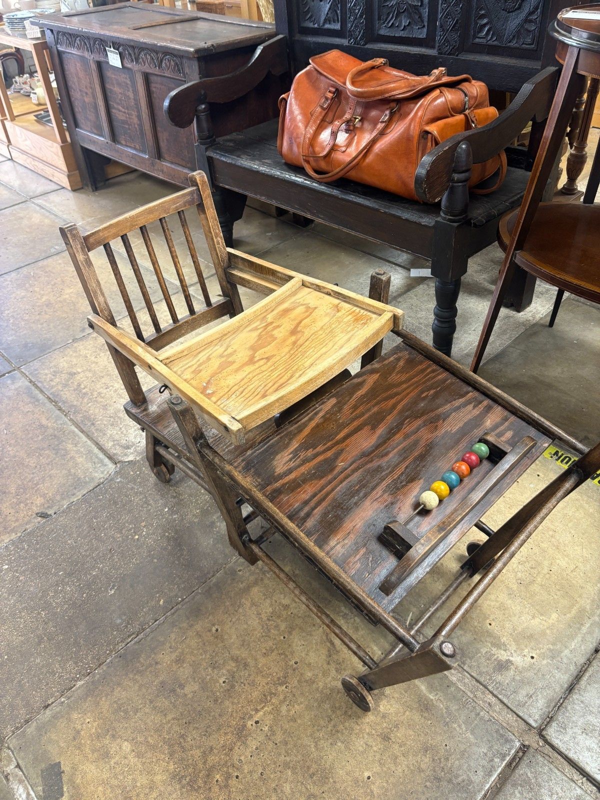 photo vinterior Vintage Wooden Child's Metamorphic High Chair