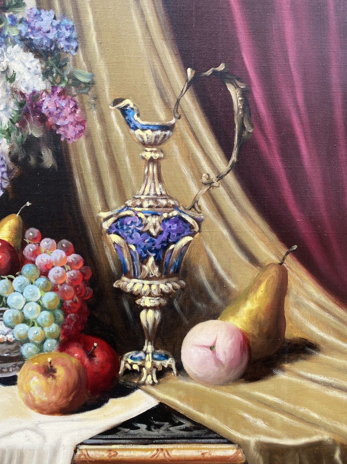 Bela Balogh (Hungarian 1909 1980) Large Stunning Still Life Banquet Oil Painting photo Art