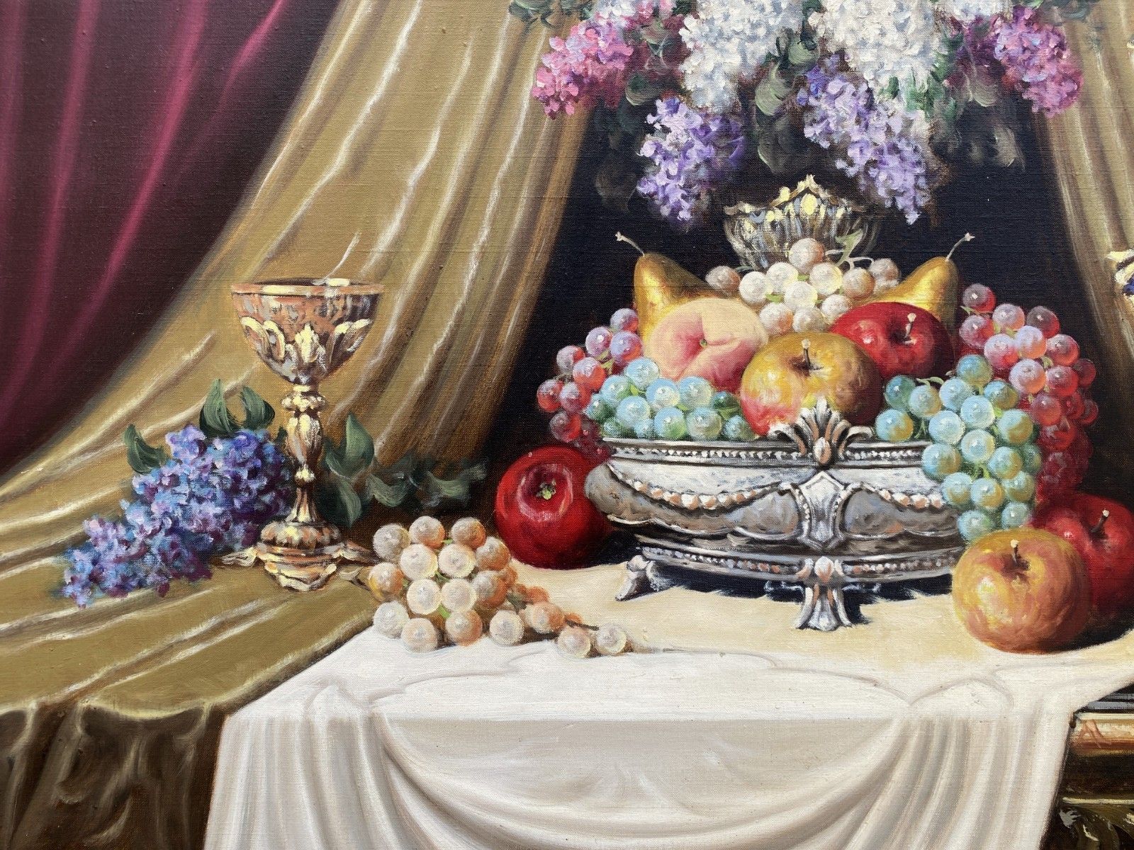 Bela Balogh (Hungarian 1909 1980) Large Stunning Still Life Banquet Oil Painting photo buy