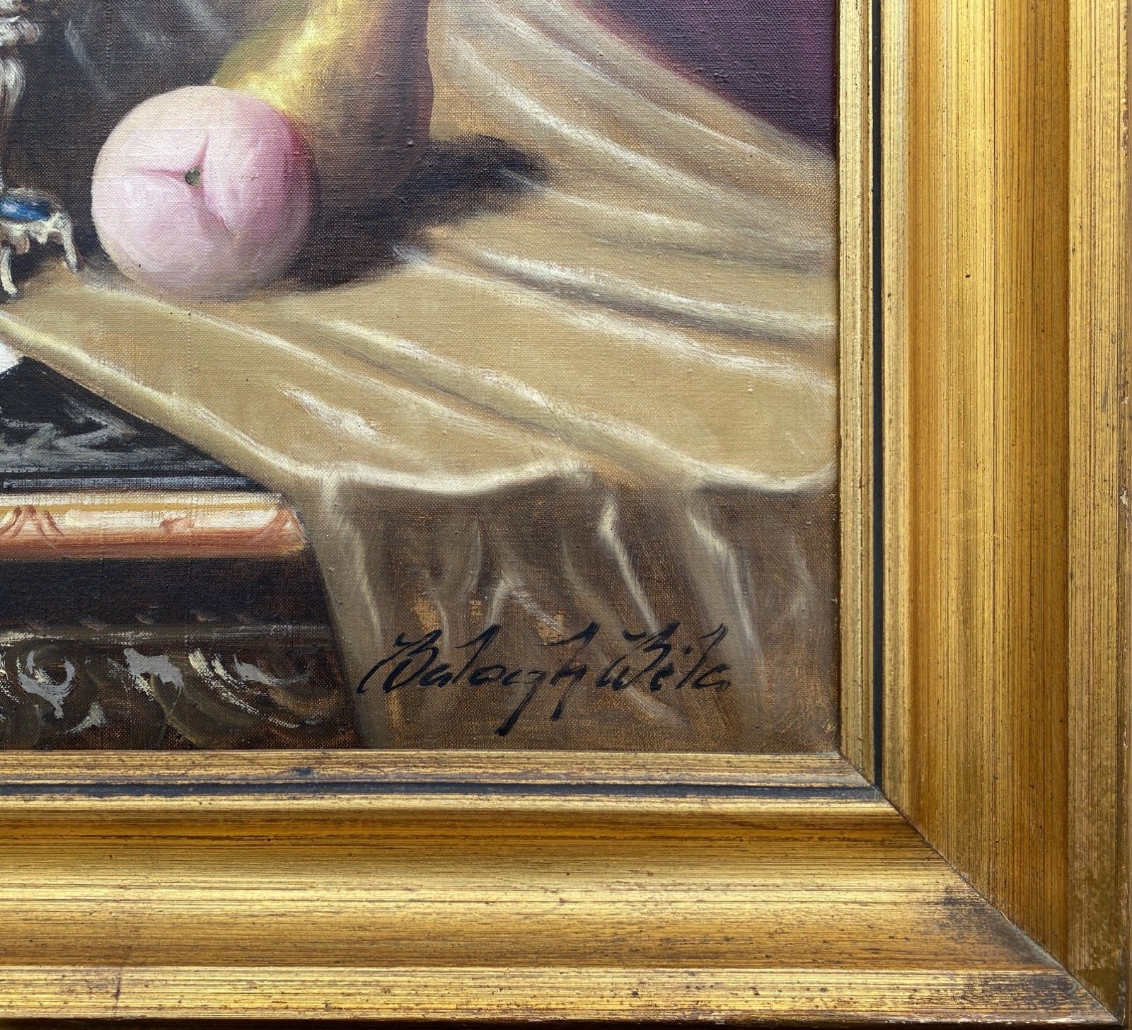 photo furniture Bela Balogh (Hungarian 1909 1980) Large Stunning Still Life Banquet Oil Painting