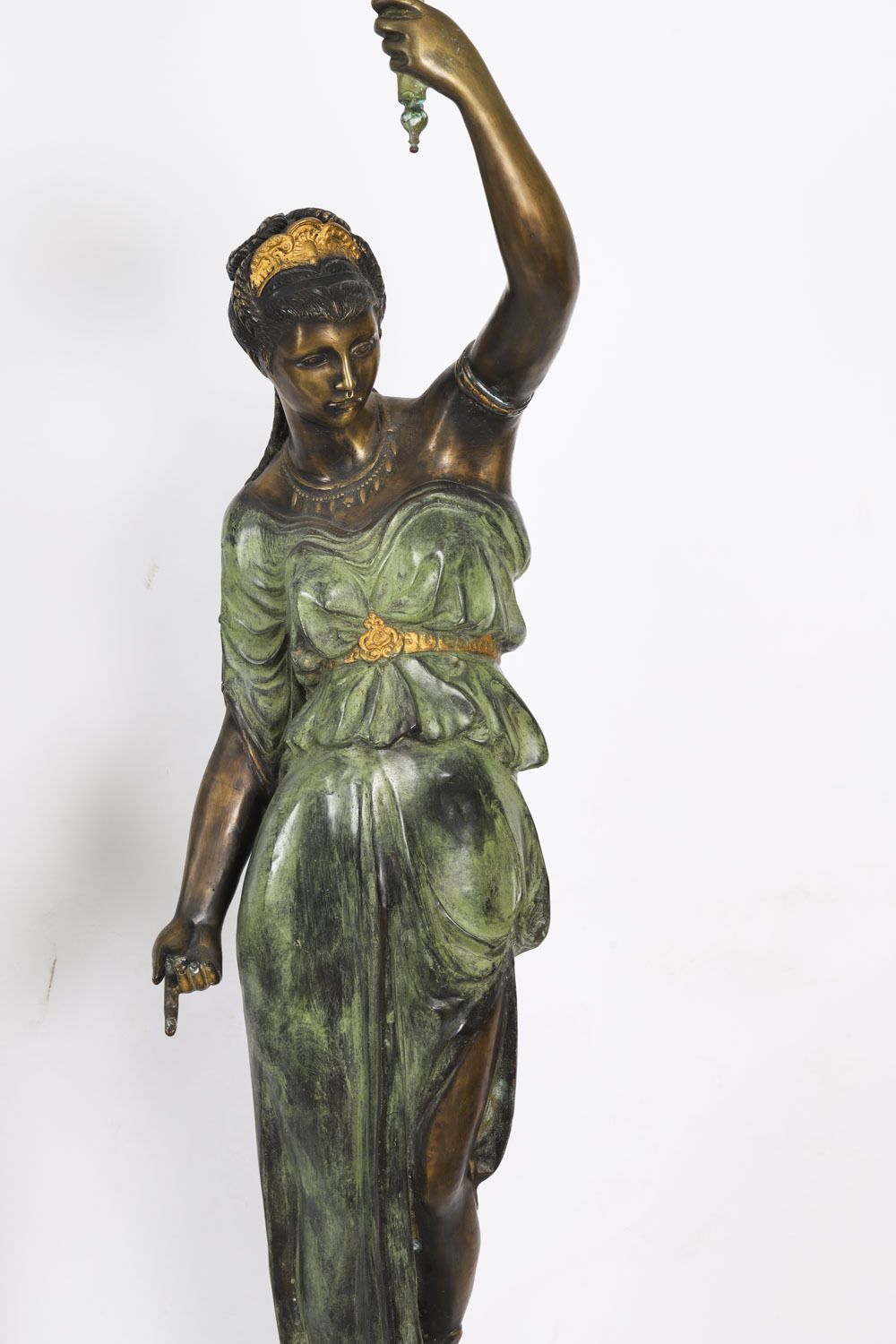 Antique Pair Large 7ft Bronze Libertas Figural Torcheres Lamps F. De Luca C1910 photo Lighting