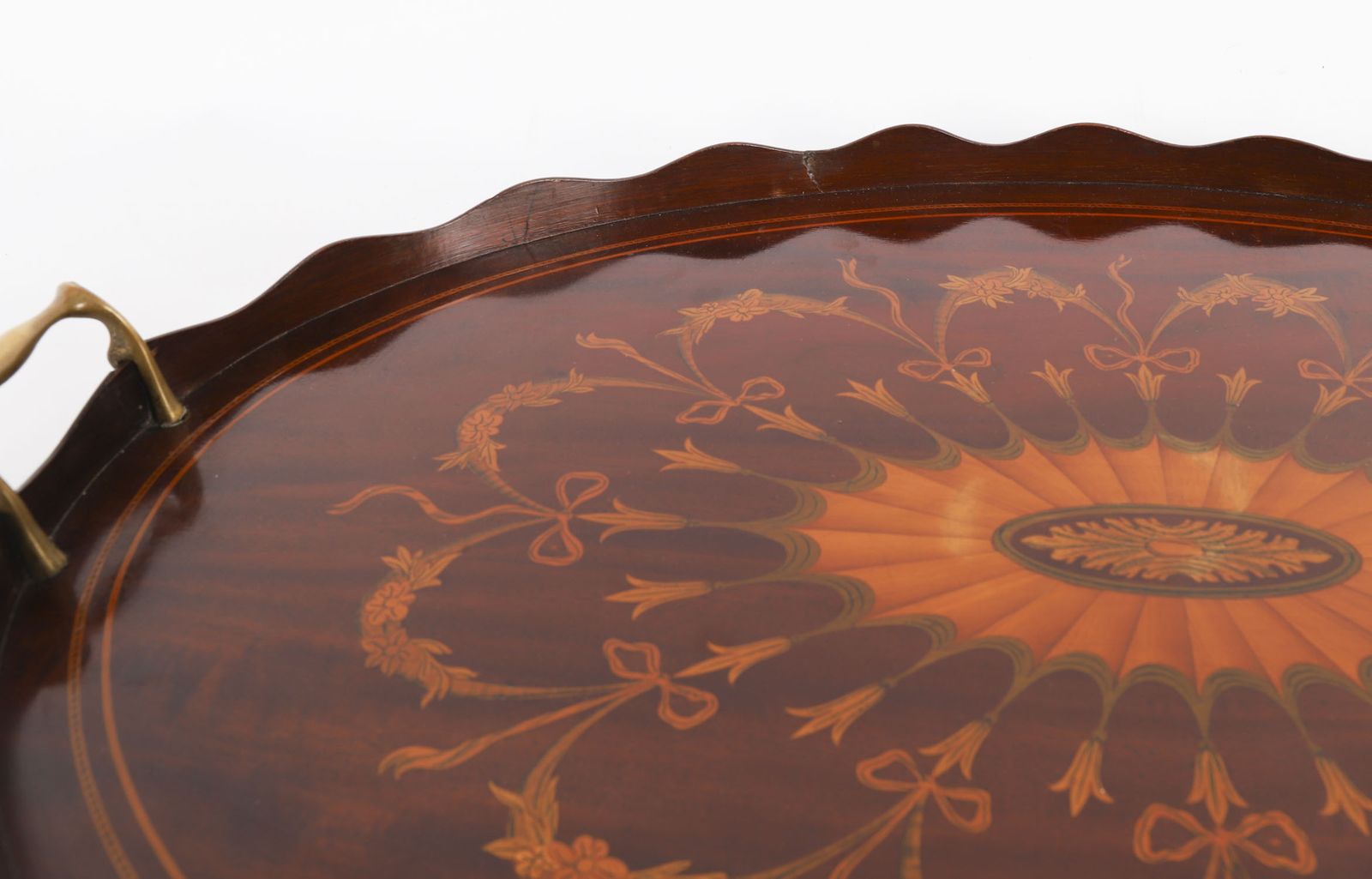 English Oval Edwardian Marquetry Butler's Tray C1900 photo Home Decor