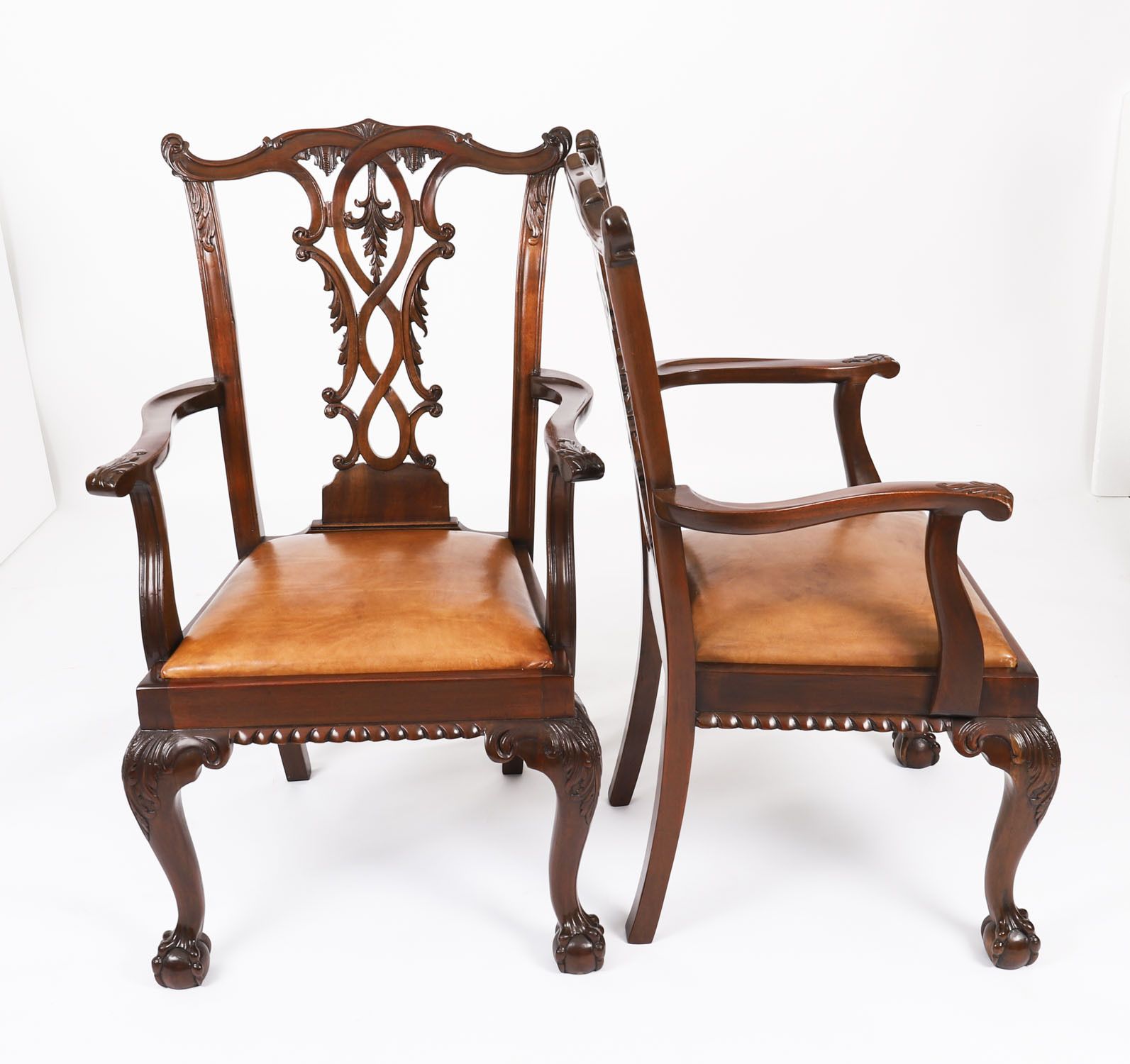 Antique Set Of 12 Mahogany Chippendale Dining Chairs Circa 1900 photo for sale