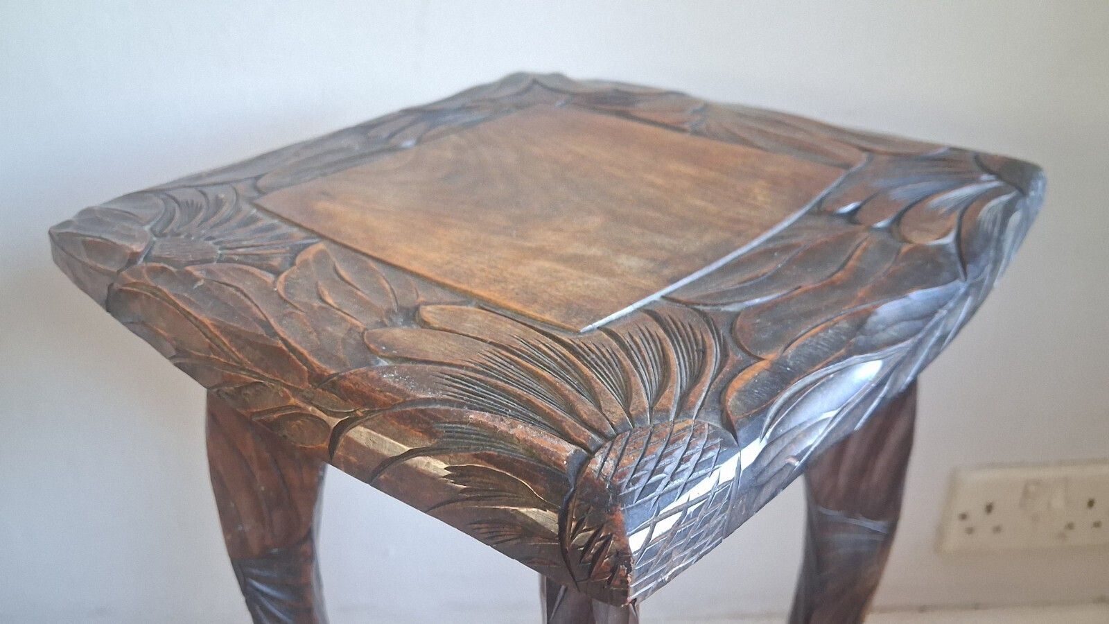 Furniture Antique Liberty & Co (Stamped) Japanese Fruit Wood Carved Side/Hall/Lamp  Table photo