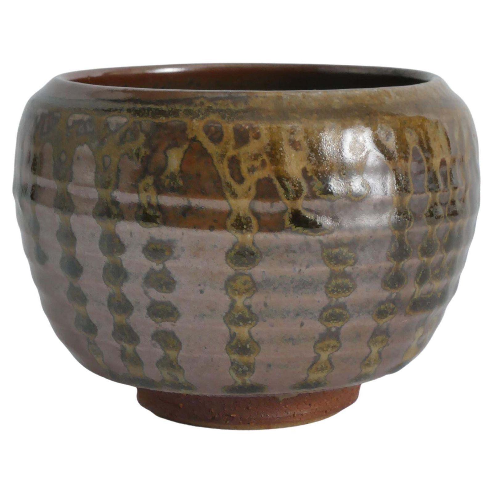Midcentury Modern Stoneware Bowl Dripping Motif In The Style Of Margaret Rey