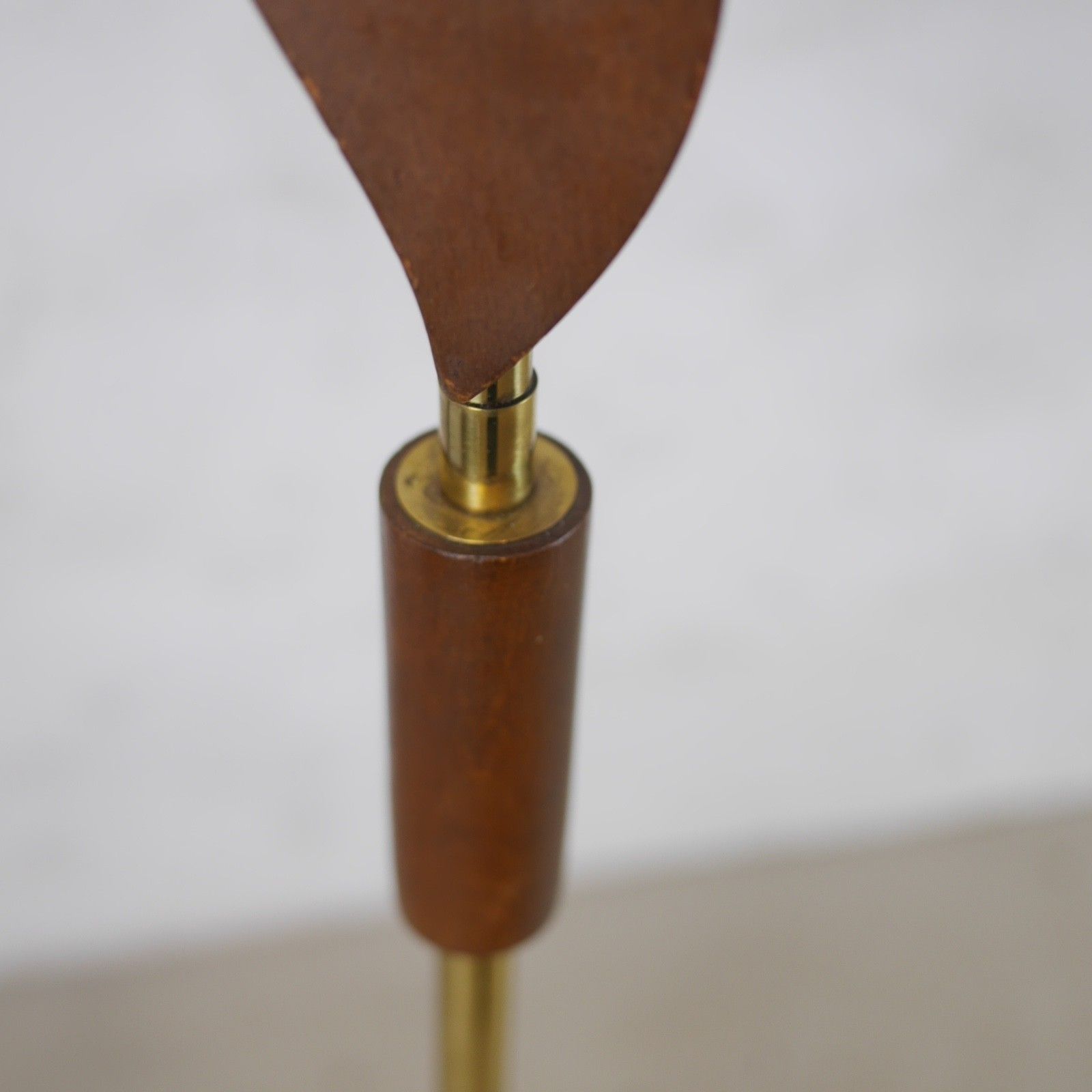 Vintage Mid Century Teak Brass Standard Floor Lamp Shade #103086 photo buy