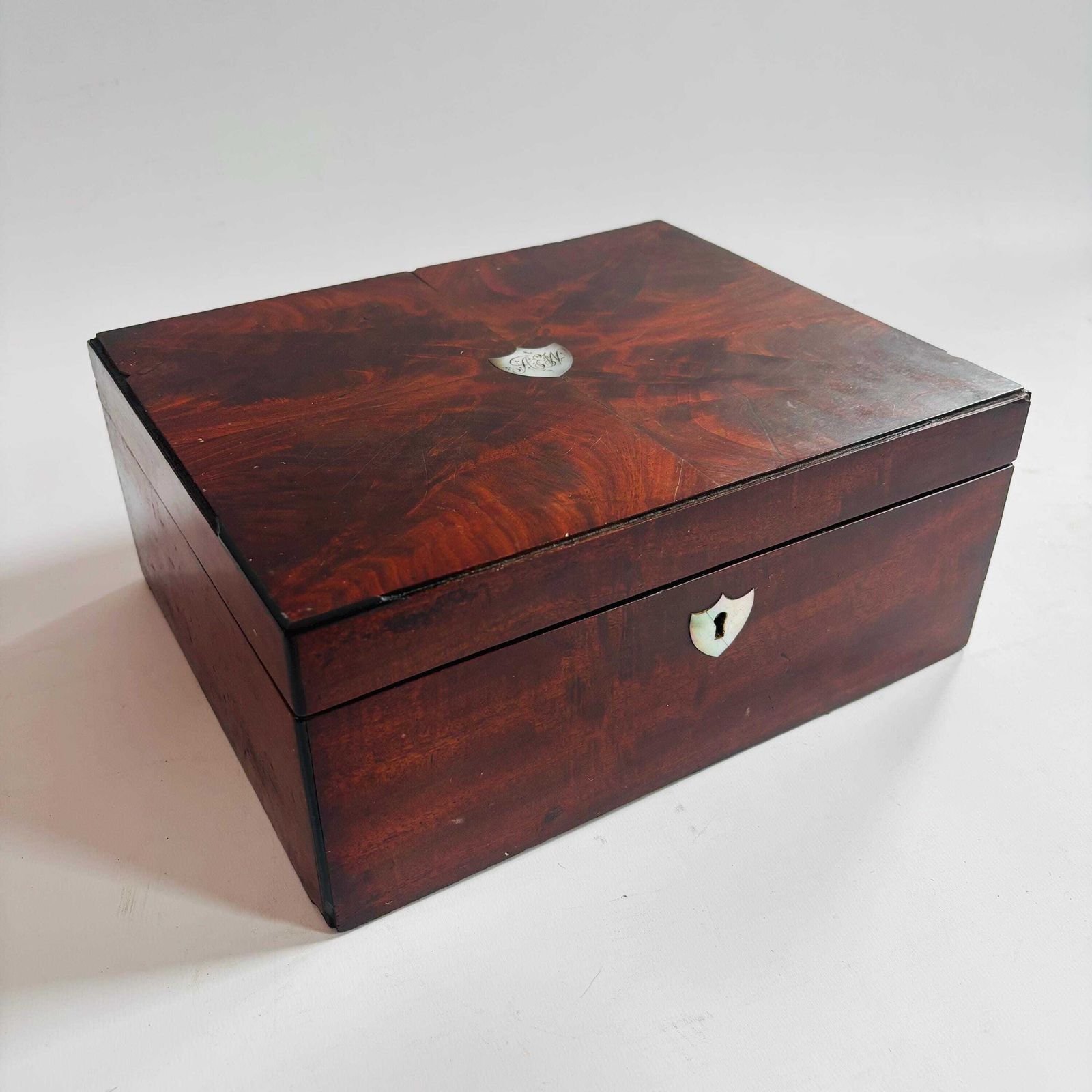 photo furniture Antique Rosewood Keepsake Box: Folk Floral Painting, Mother Of Pearl Inlay