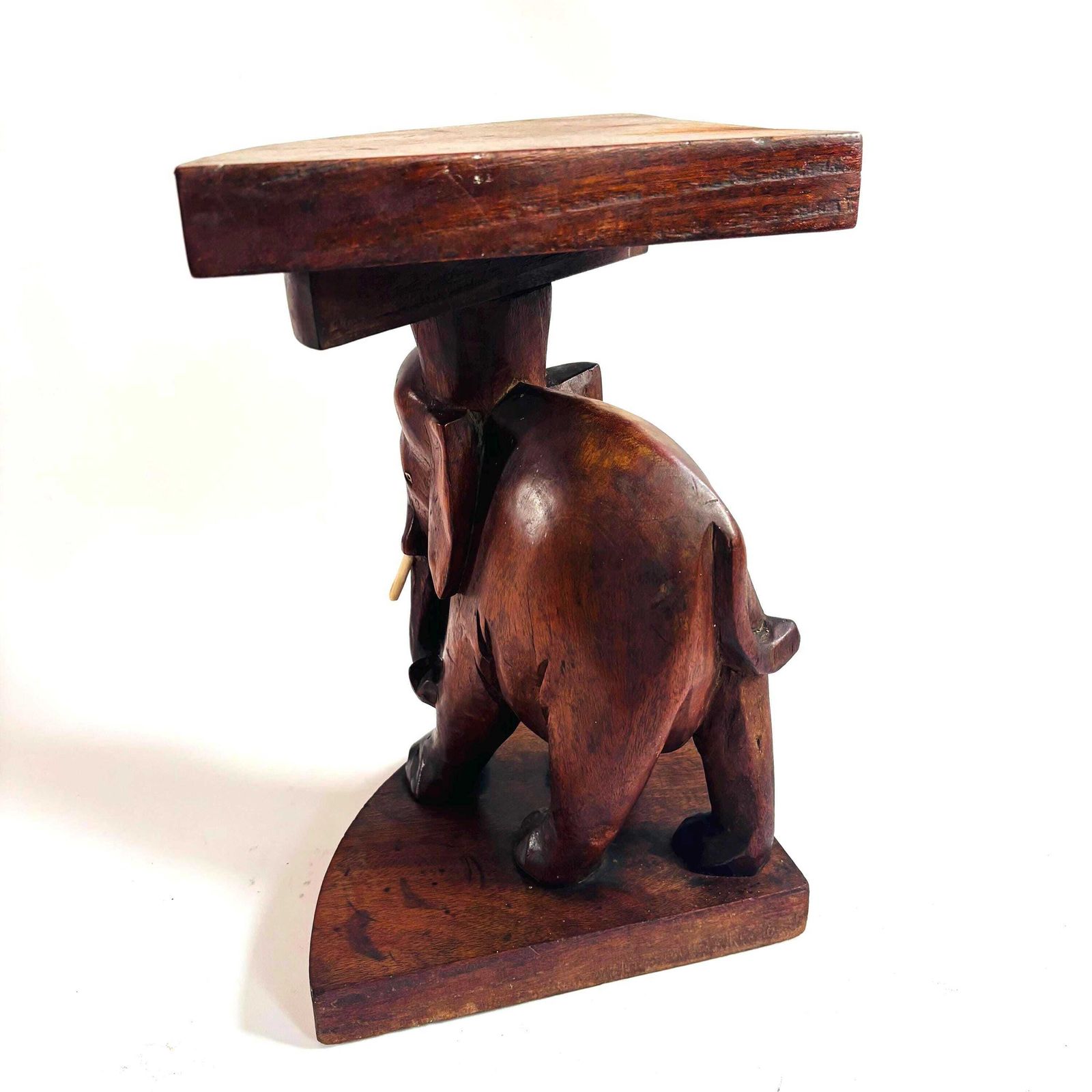 Antique Teak Elephant Stool: Mid Century Modern Plant Stand photo furniture