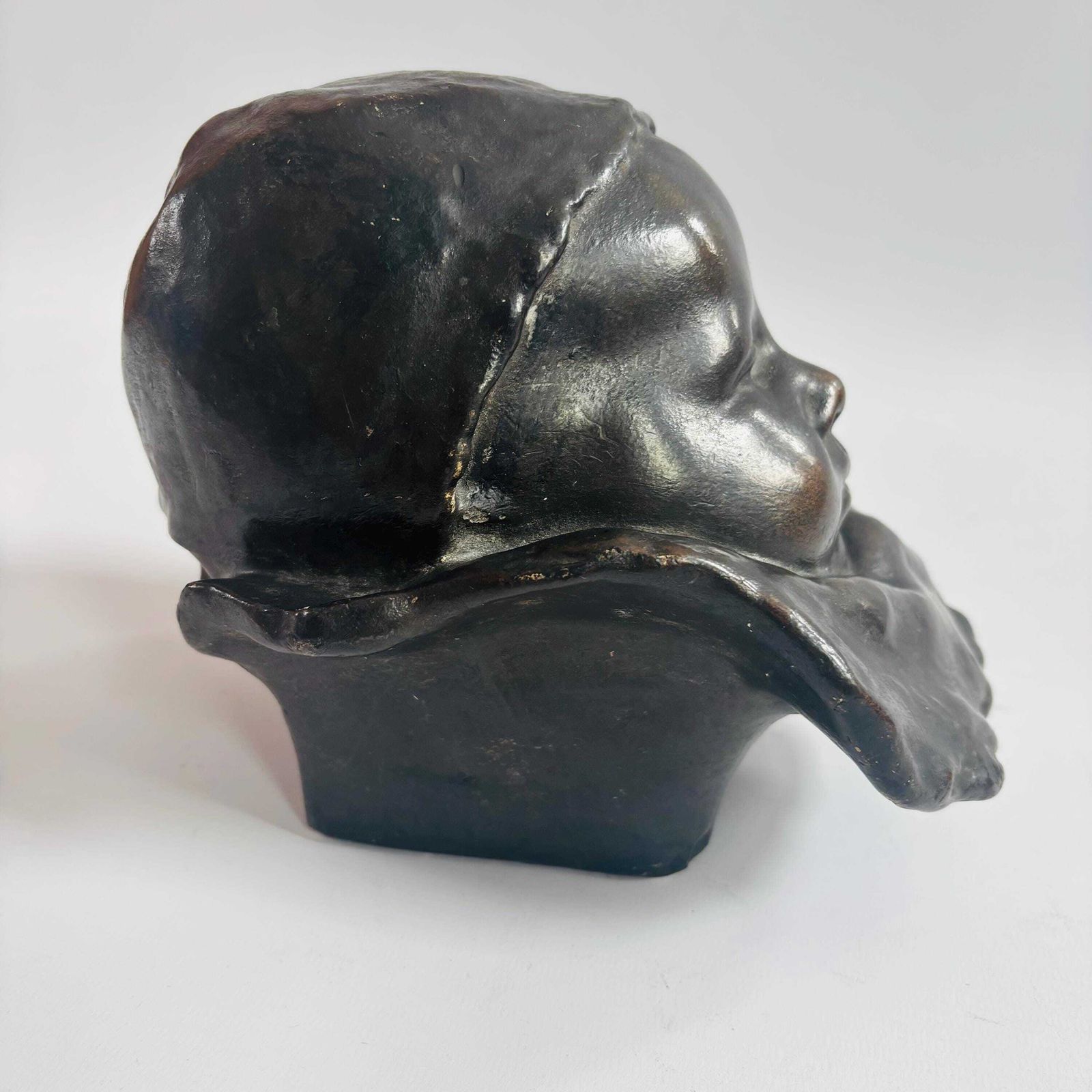 Rare Antique Plaster Sculpture: "Baby With A Collar" By Jean Carriès, C. Smith Foundry photo furniture