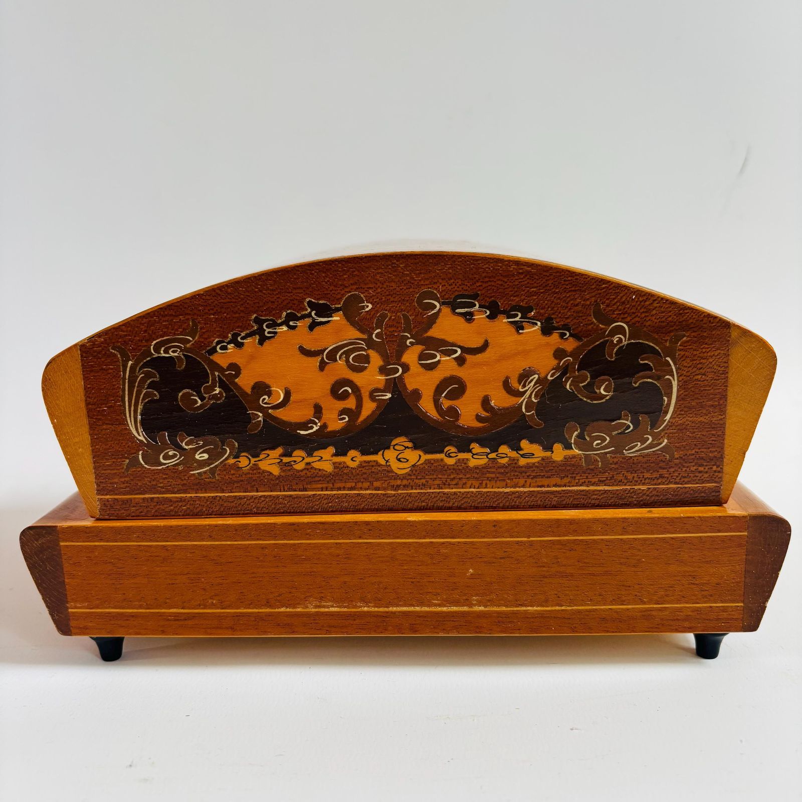 Art Deco Sorrento Olive Wood Jewelry Box: 1930s Ballerina Music Box photo Home Decor