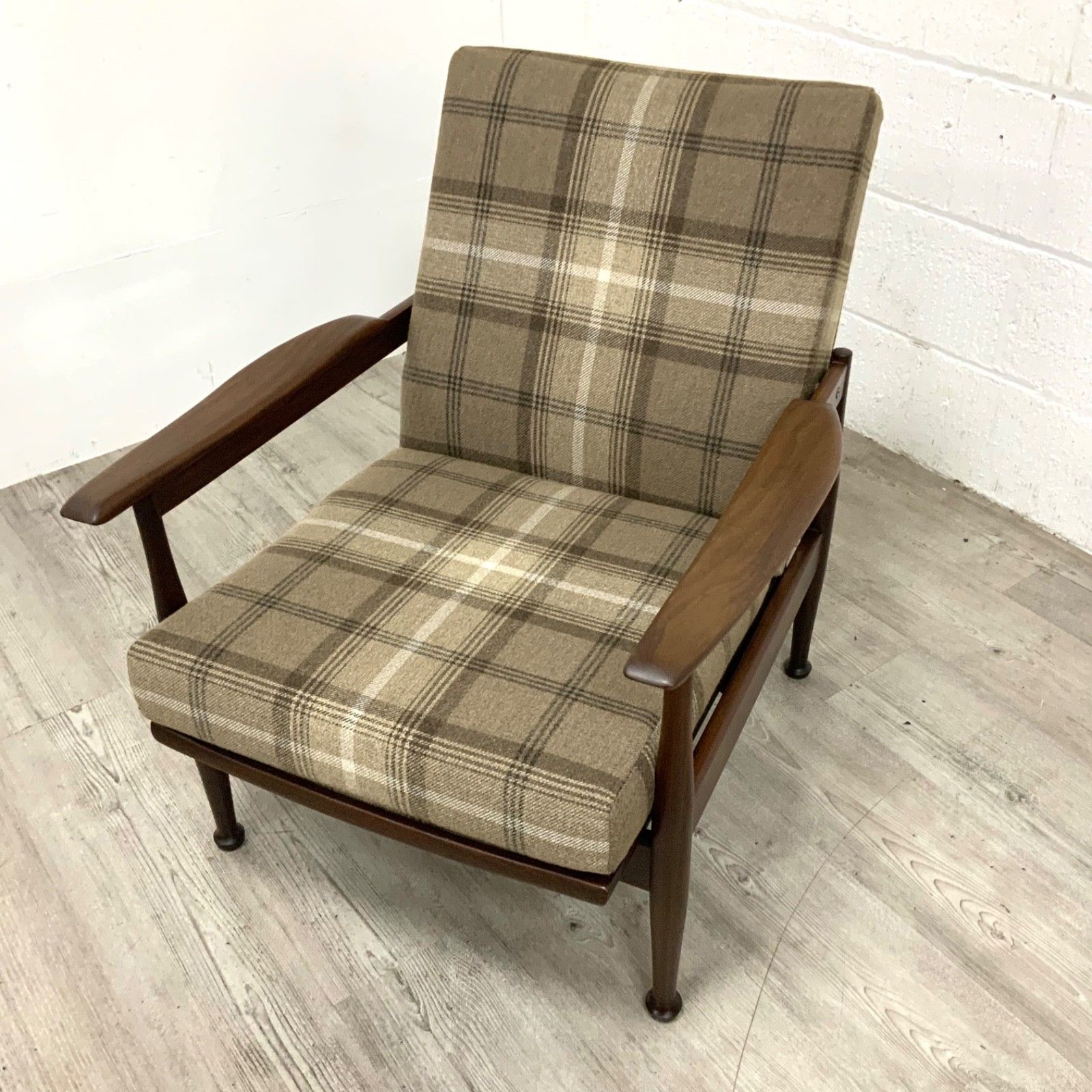 Furniture Vintage Guy Rogers Manhatten Reclining Teak Lounge Armchair C. 1960 photo