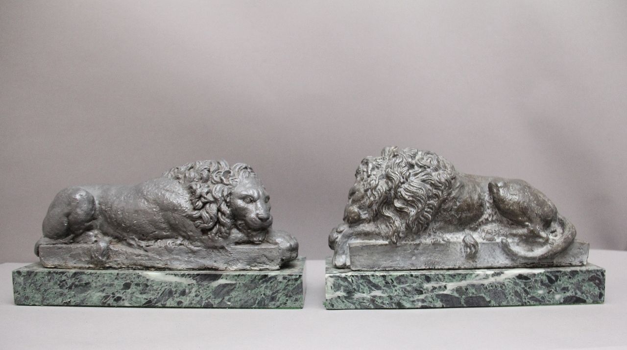 Pair Early 20th Century Grand Tour Models Of The Canova Lions photo furniture