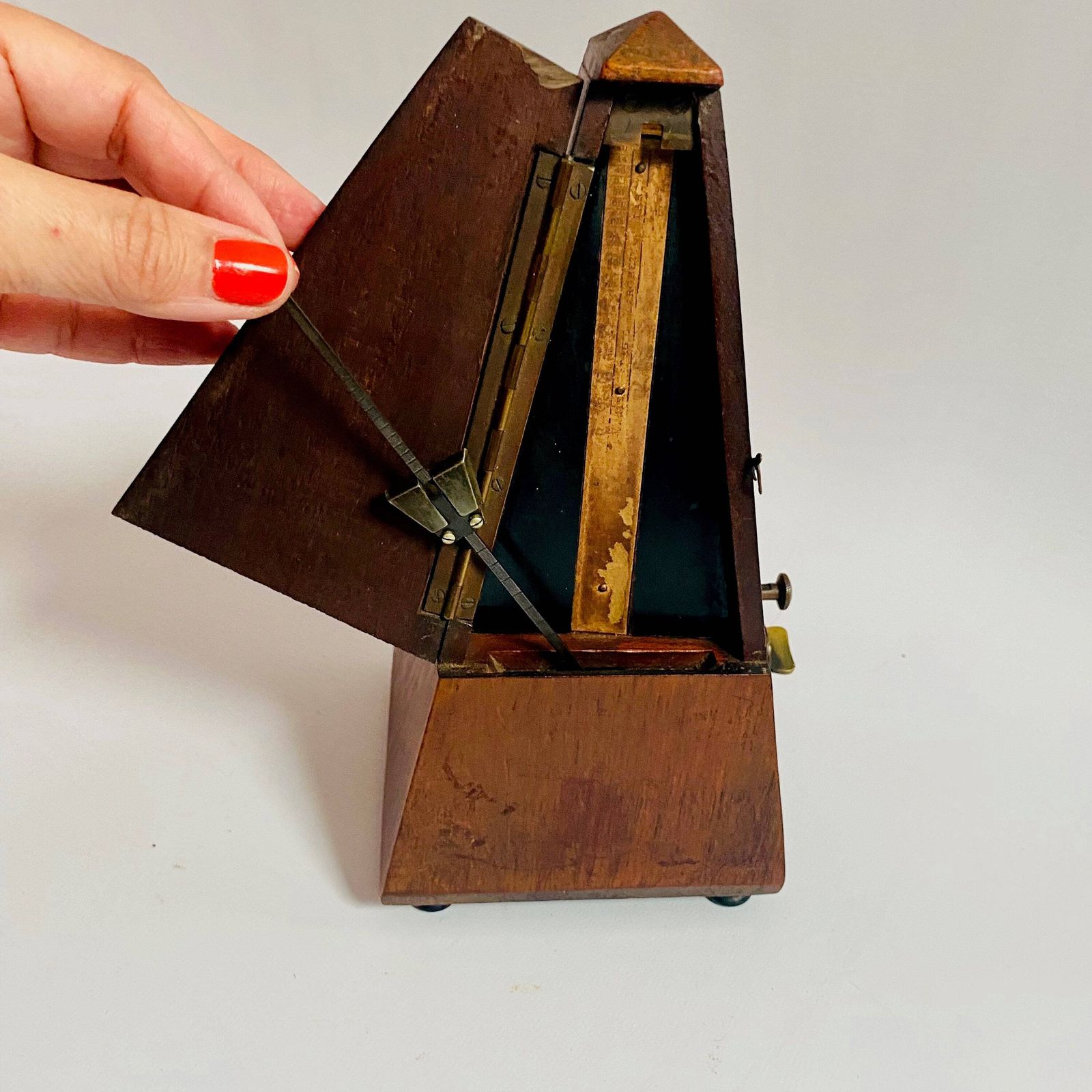 Antique Maelzel Metronome: French Mahogany With Bell (Damaged) Missing Brass Plaque And Base Cover photo buy