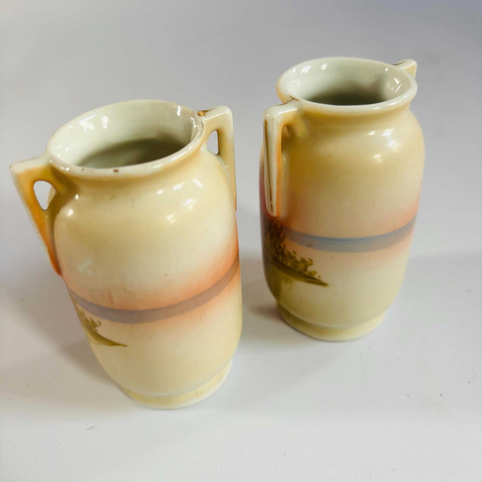 Antique Noritake Miniature Vases: Hand Painted Japanese Porcelain Urns photo buy