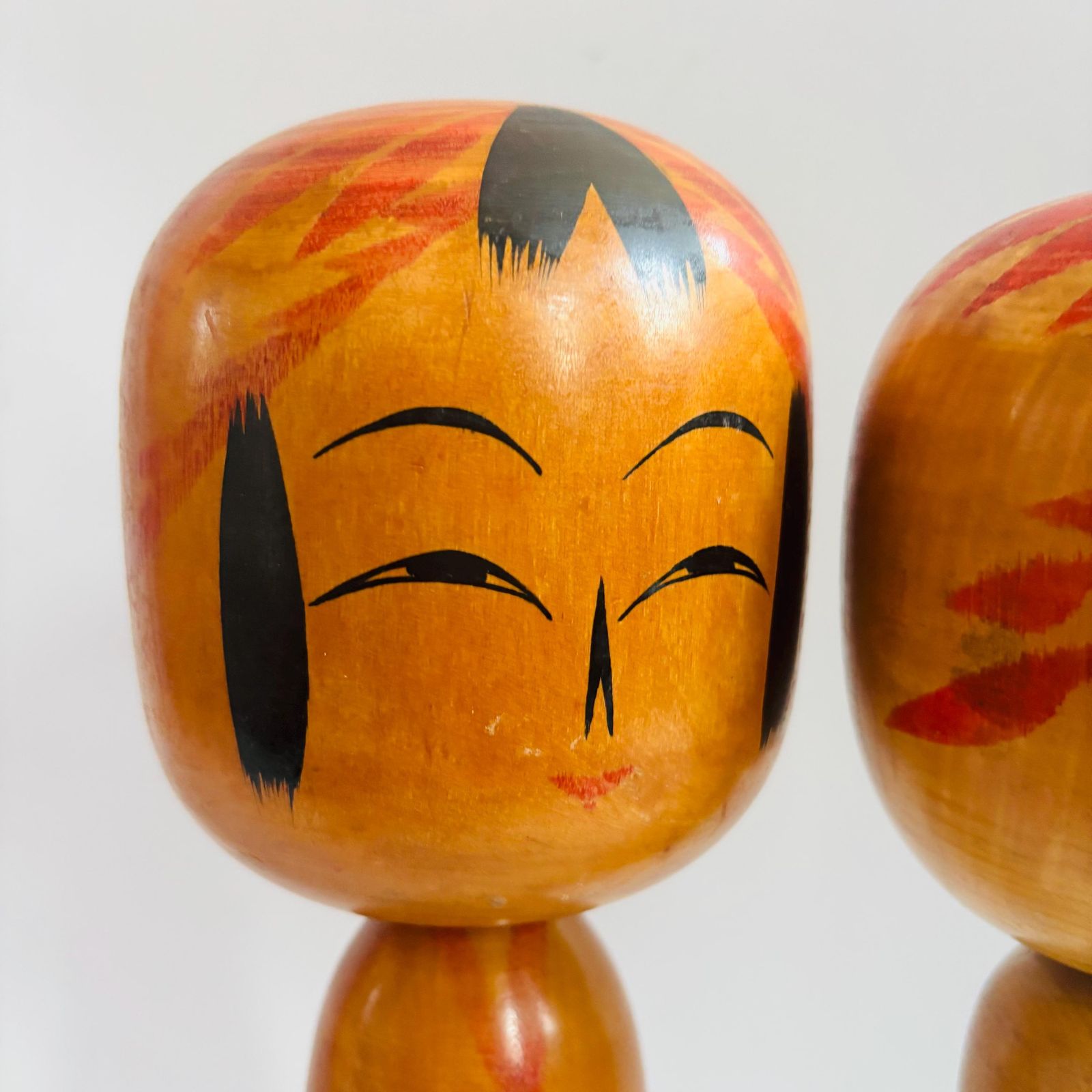 1950s Large Kokeshi Doll Pair: Signed Japanese Folk Art. photo 98.0