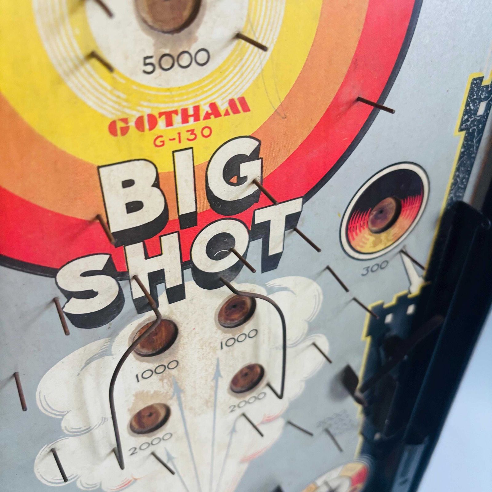 Vintage 1950s Gotham Big Shot Bagatelle Game – Collectible Pinball Toy. photo Home Decor