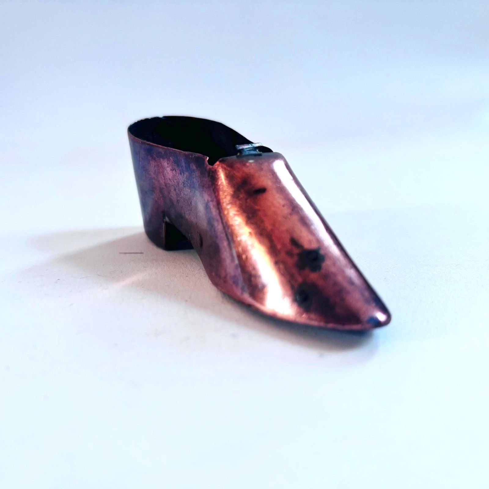 Vintage Copper Show Miniature Snuff Box Tin 1900s Pin Tray Ashtray Sewing photo vintage