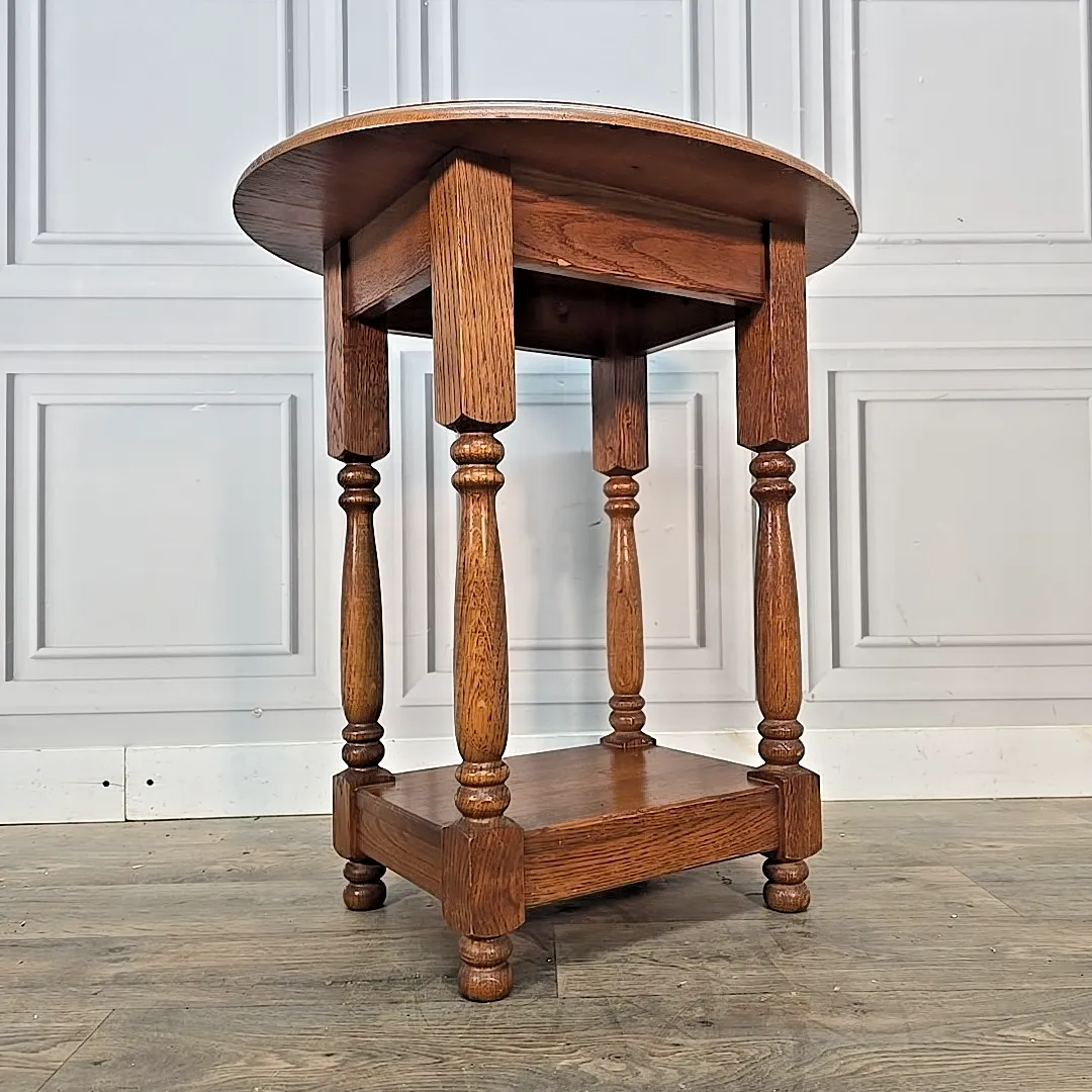 Vintage Oak Side Table Old Mill Traditional Occasional End Table Solid Wood