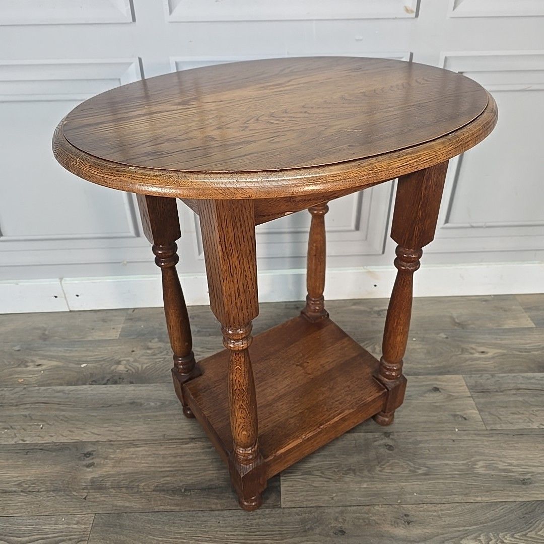 Vintage Oak Side Table Old Mill Traditional Occasional End Table Solid Wood photo furniture