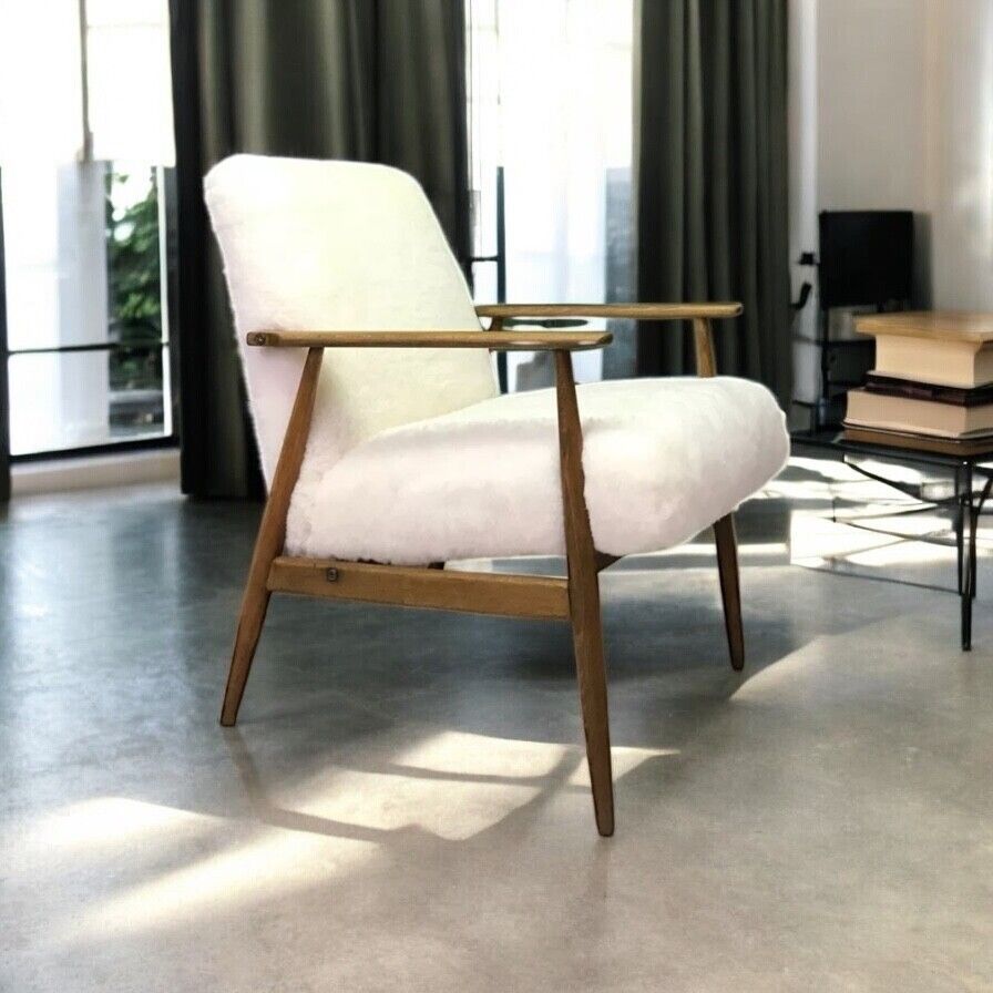 Armchair Chair White Sheepskin Fluffy Fury