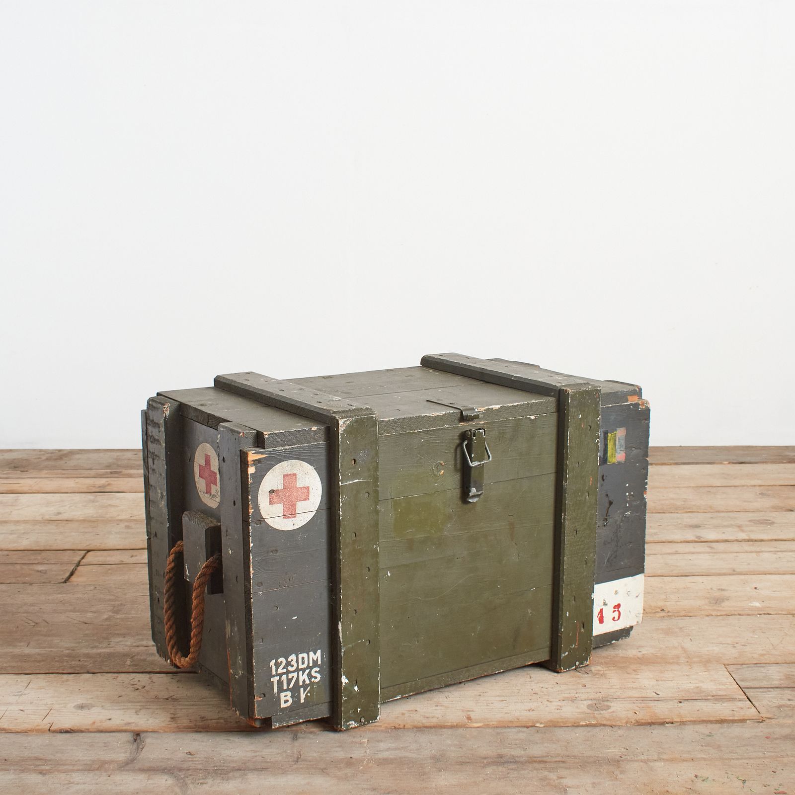 Ww2 Belgium Wooden Military Medical Storage Chest