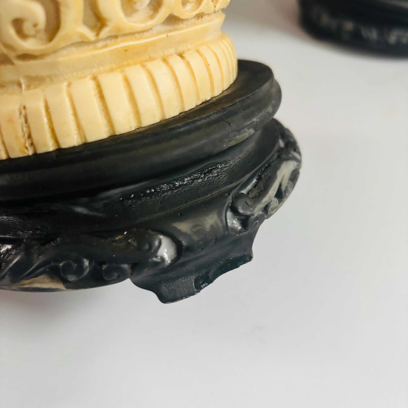 1950s Chinese Chinoiserie Resin Vases: Elephant Handles, Pagoda Scene. photo buy