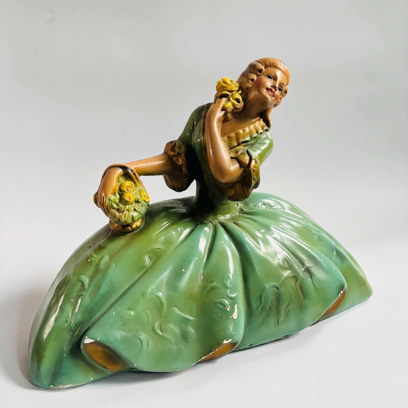 photo for sale Vintage 1939 Chalkware Lady Figurine: Art Deco Victorian Style.