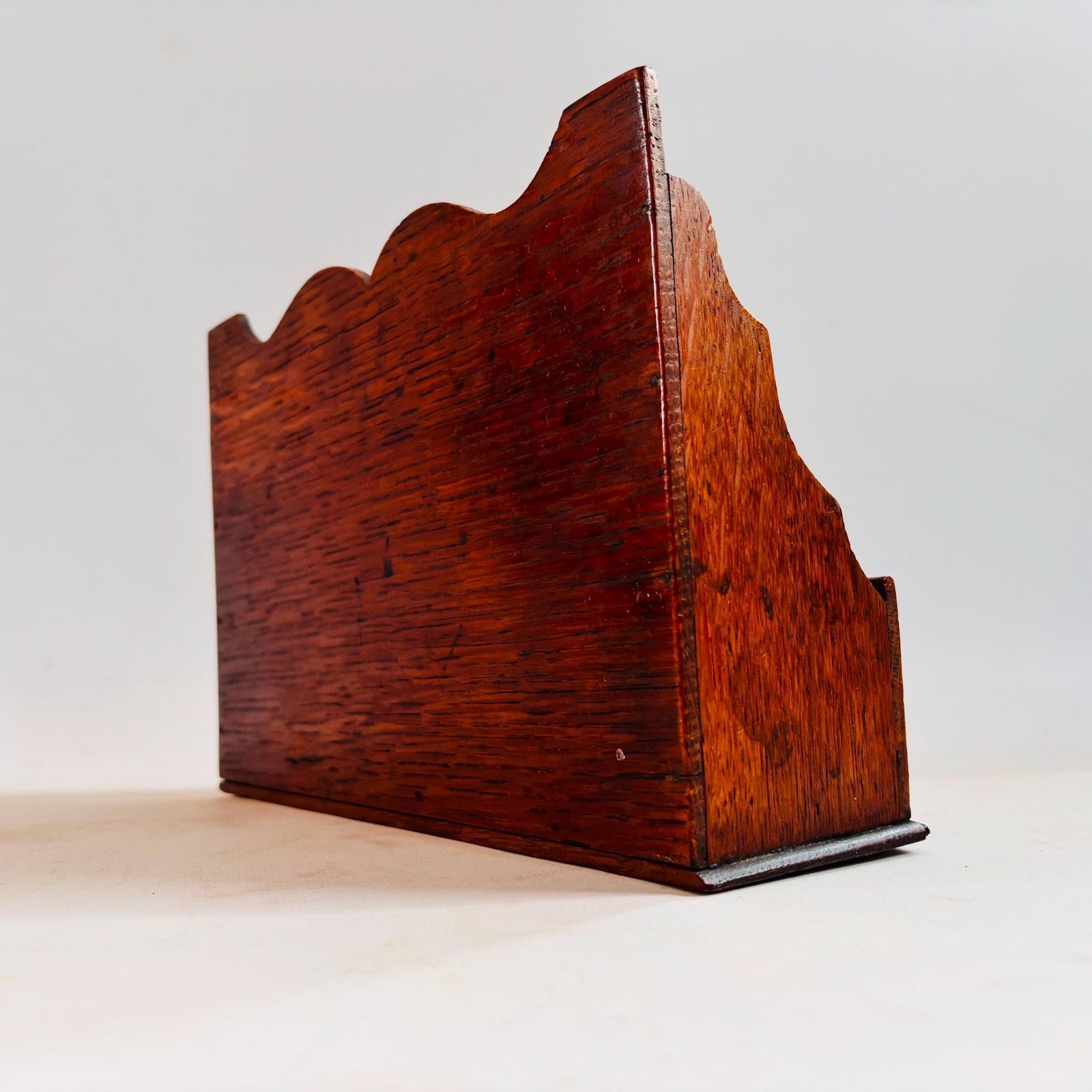 Antique Oak Letter Rack | Small Edwardian Desk Organiser | Solid Oak Mail Holder photo Home Decor
