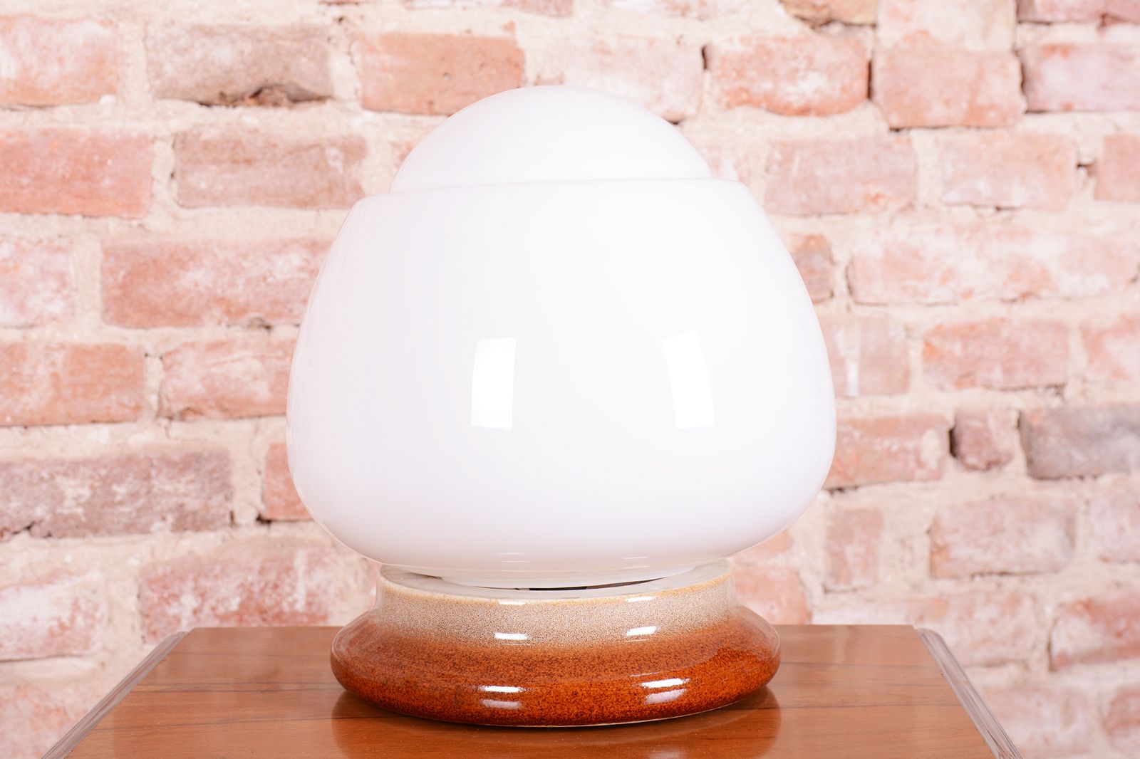 Pair Of Restored Mid Century Table Lamps, Ceramics, Opal Glass, Czech, 1950s photo furniture