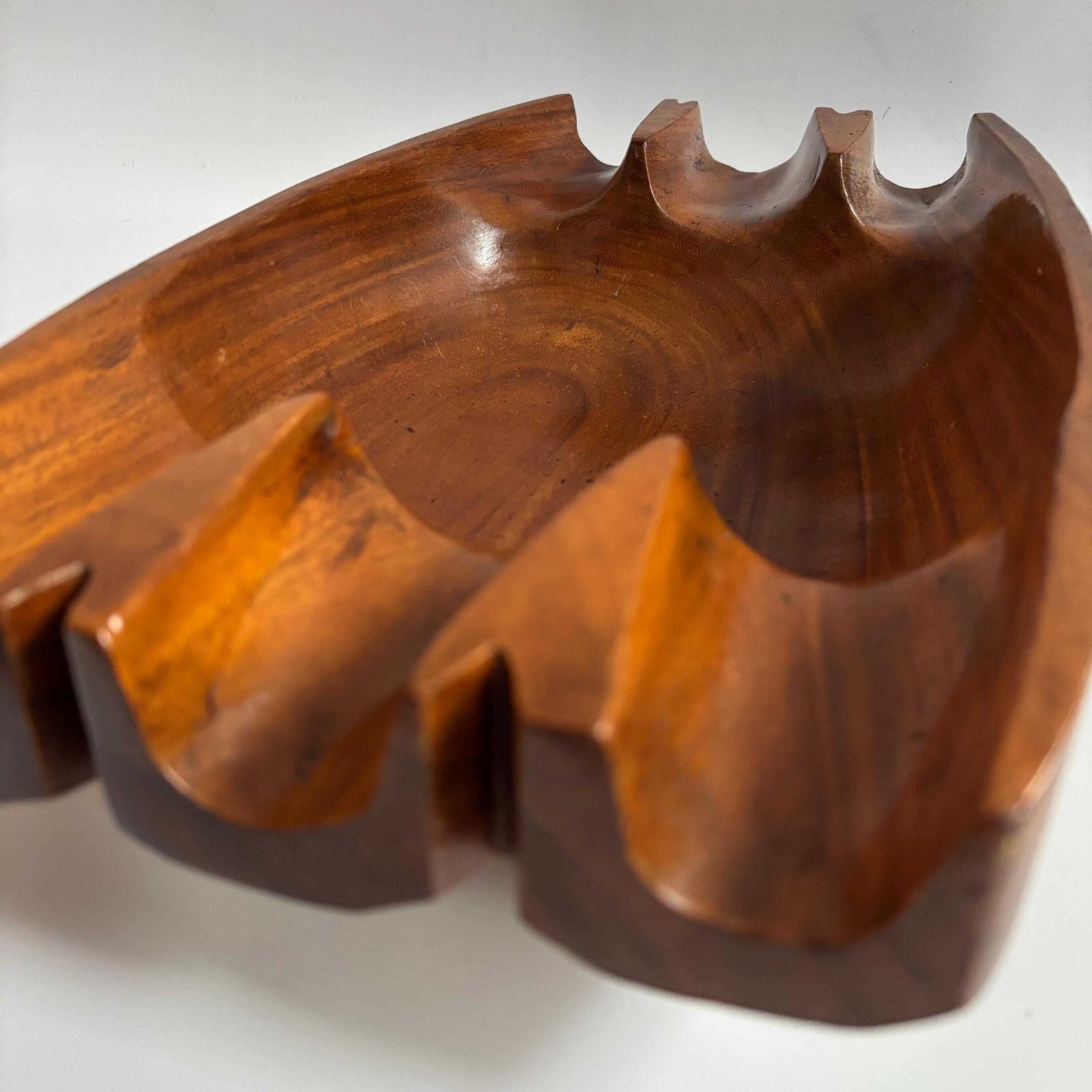 Antique Teak Wood Bowl: Scandinavian Brutalist Centerpiece photo buy