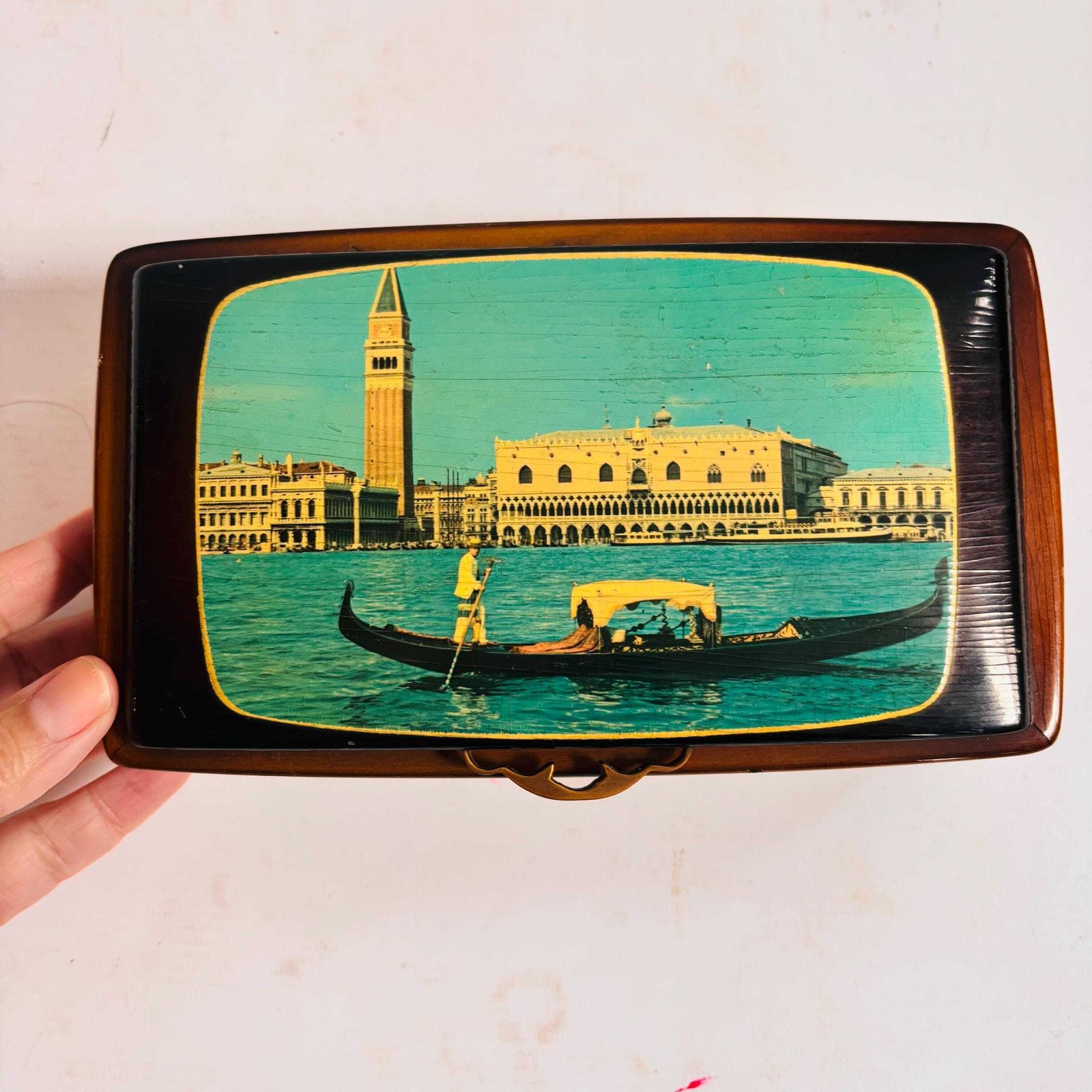 Vintage Reuge Musical Jewelry Box: Ballerina, Venice Scene photo furniture