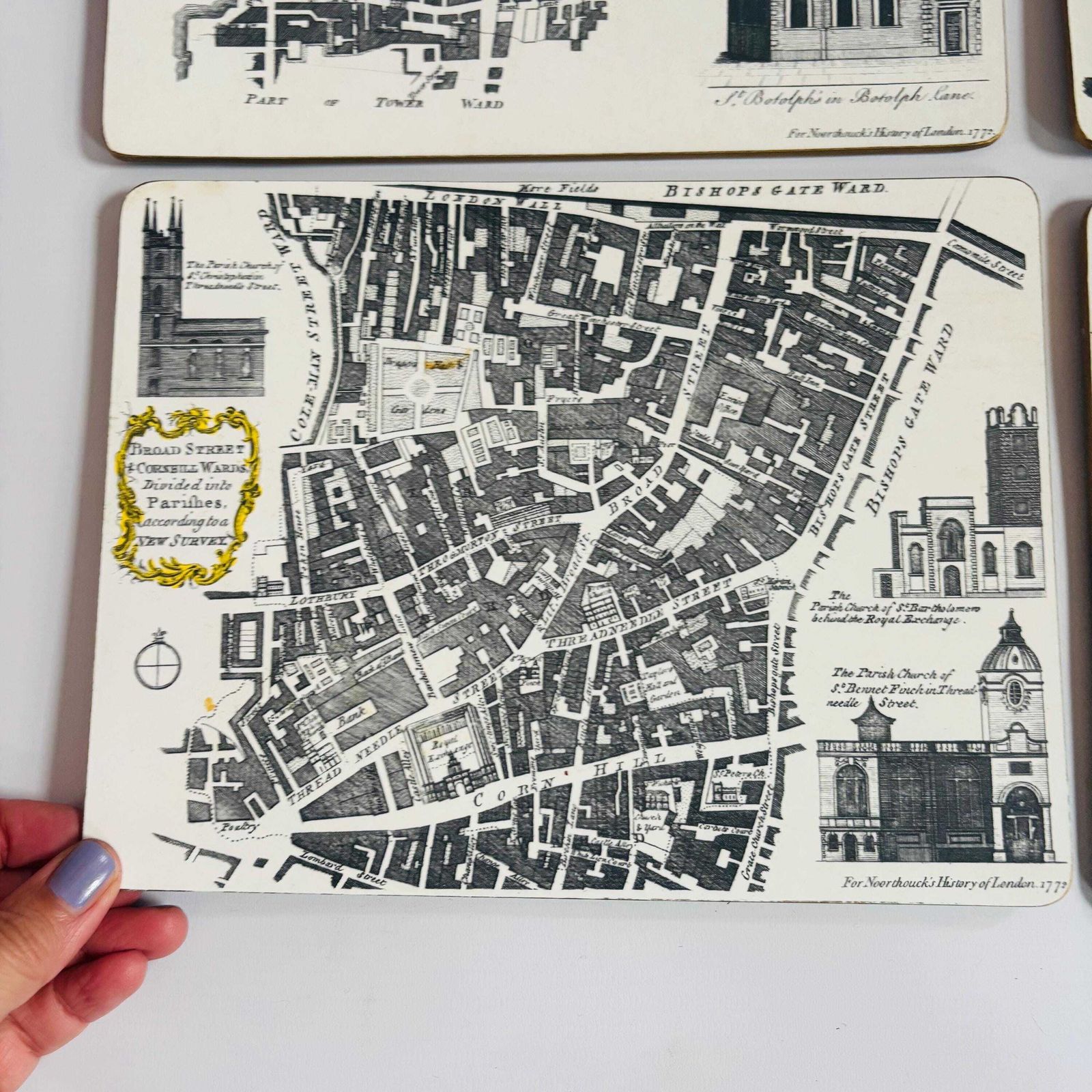 photo for sale Vintage London Map Placemats: Set Of 6 Retro Adsum Of Exeter Mats.