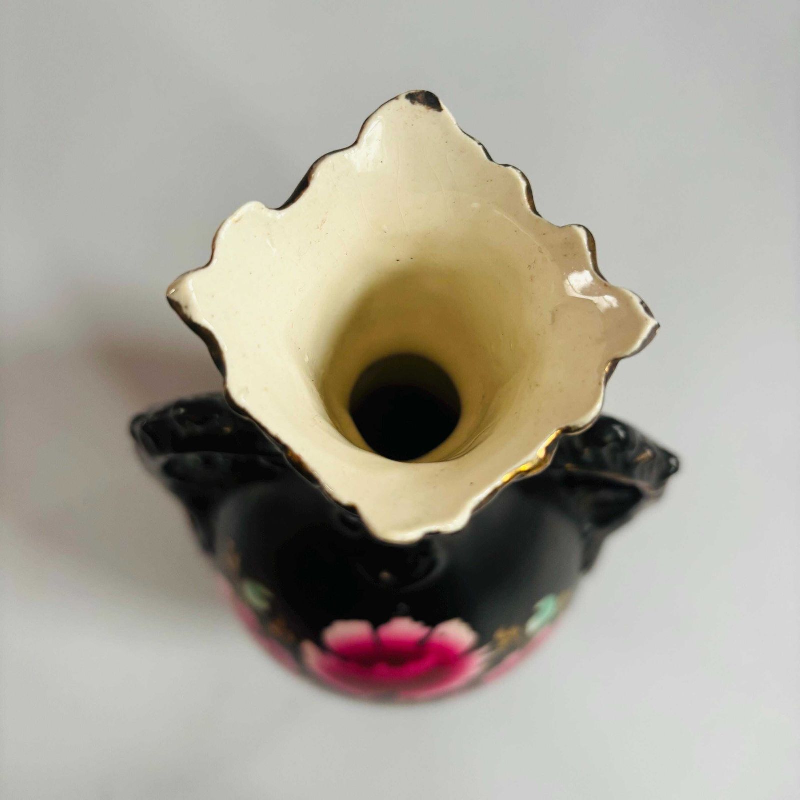 Antique Victorian Ceramic Vase: Floral Paintings, Gold Gilt, Made In England. photo 59.0